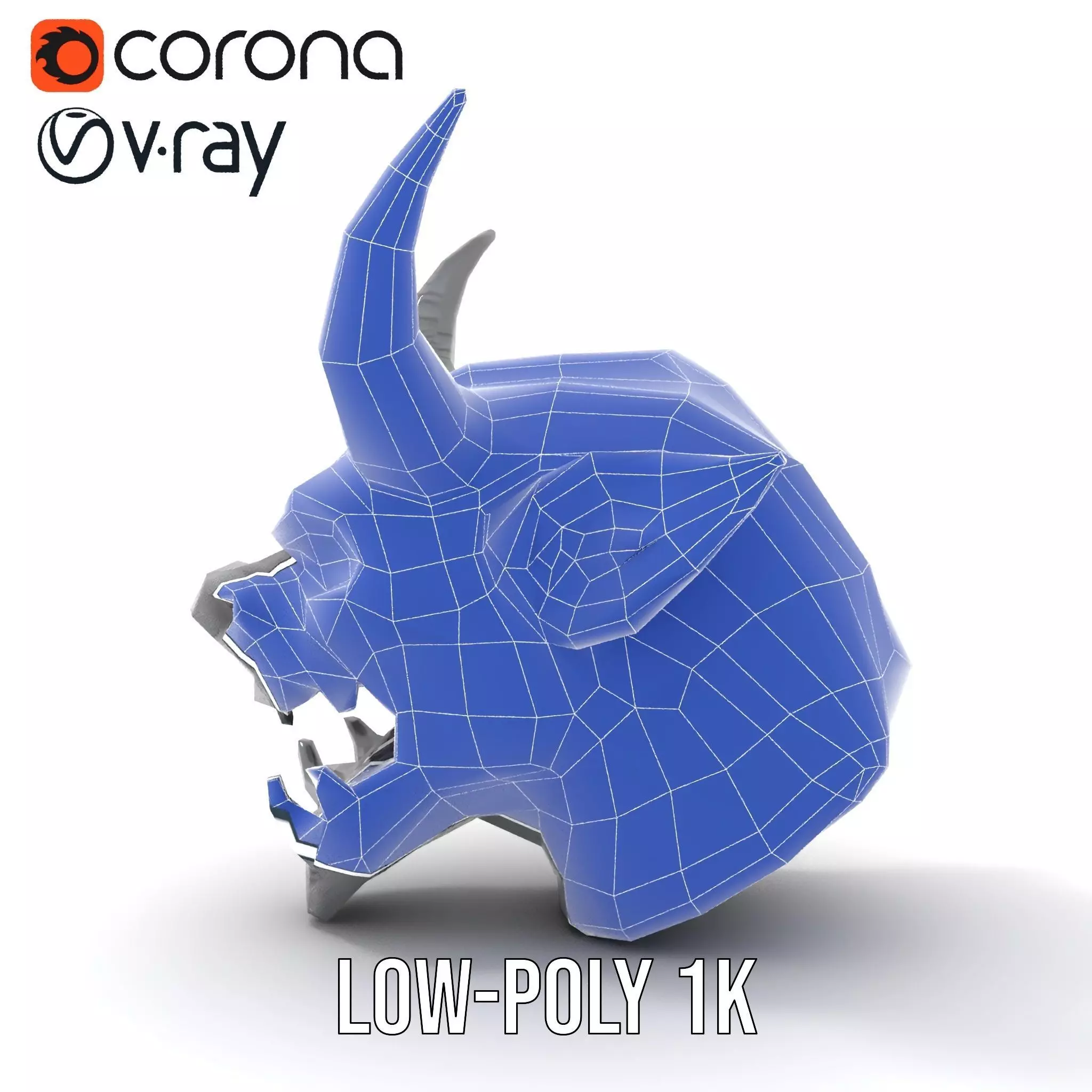 Sinister Demon Head model pack Low-poly 3D model_30