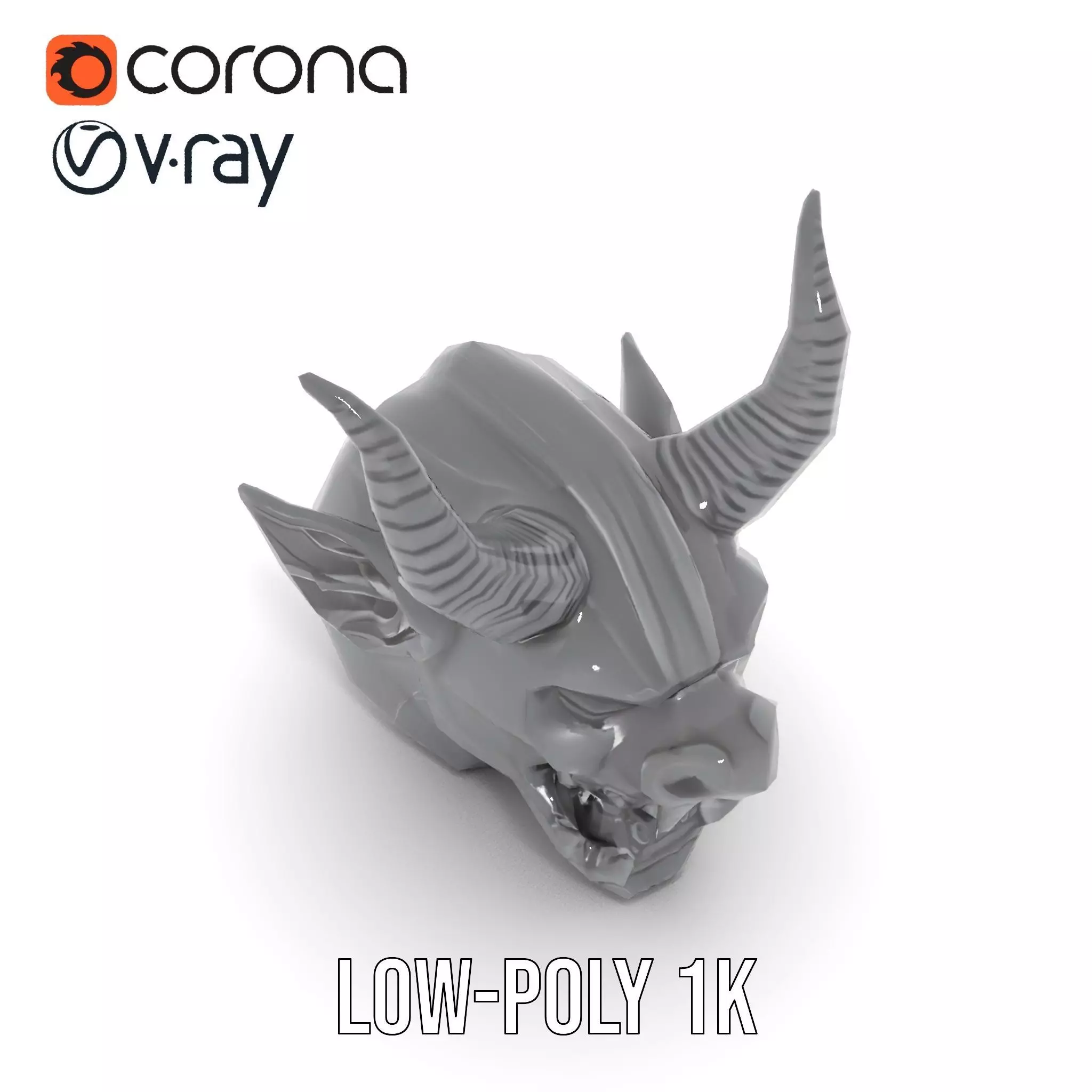 Sinister Demon Head model pack Low-poly 3D model_12