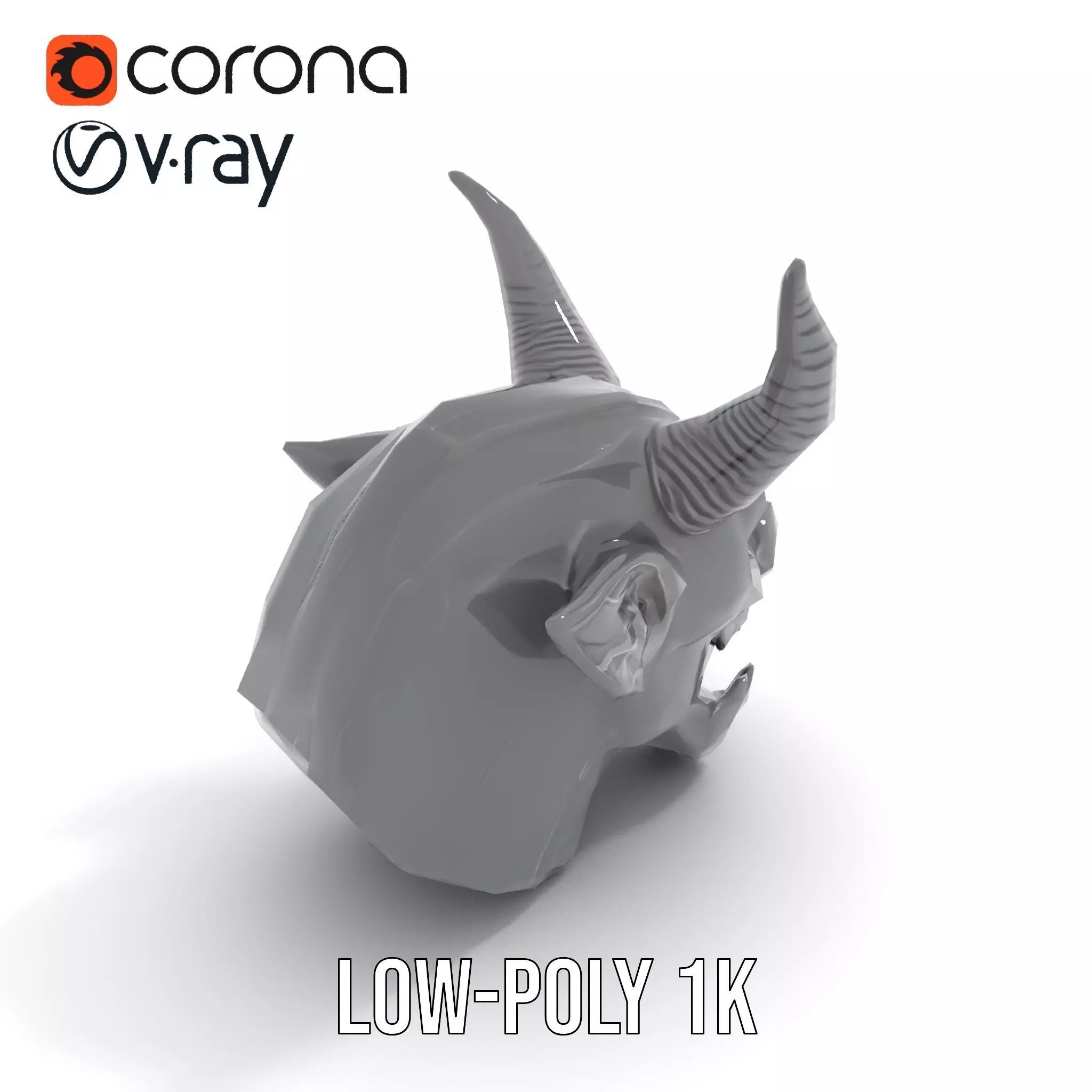 Sinister Demon Head model pack Low-poly 3D model_7