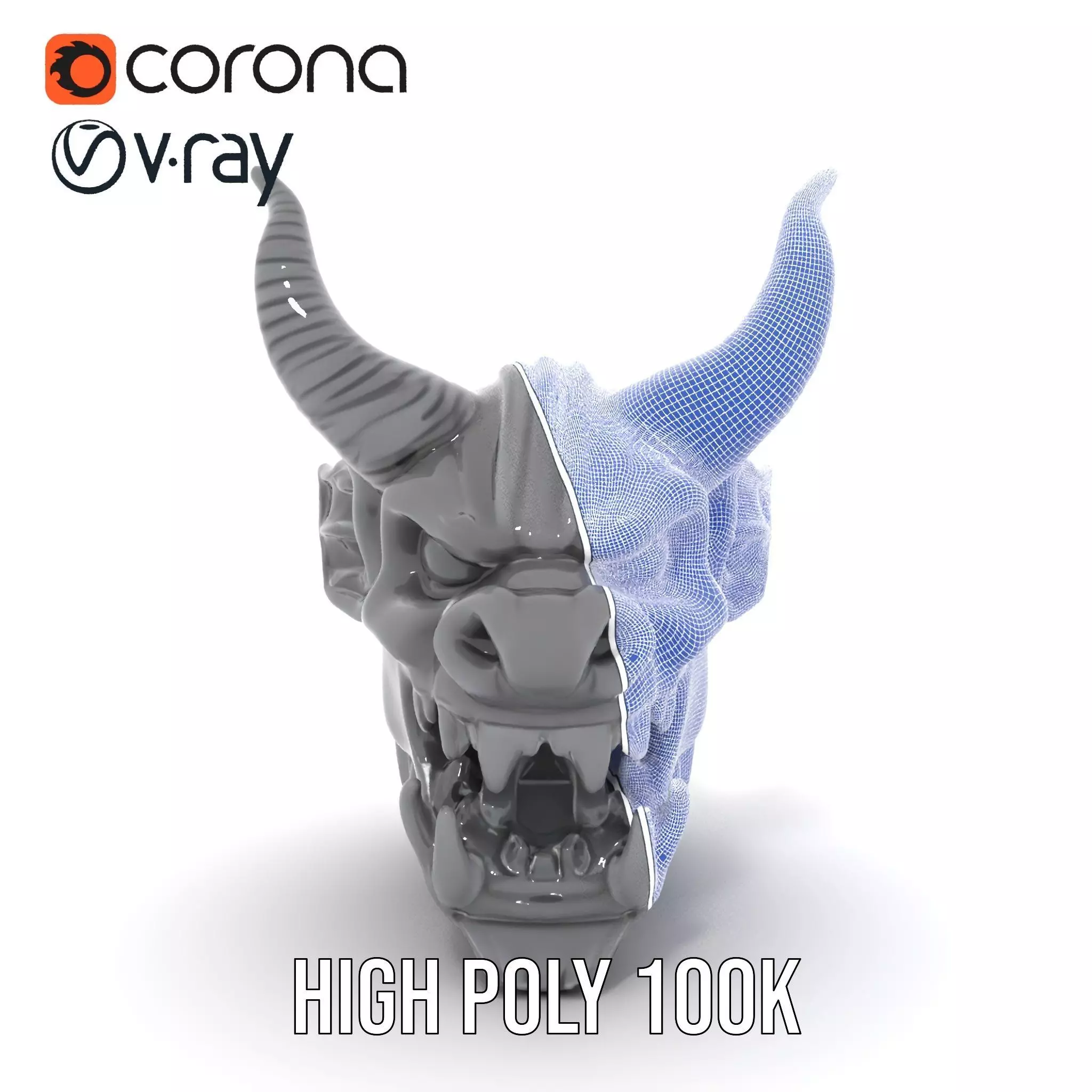 Sinister Demon Head model pack Low-poly 3D model_33