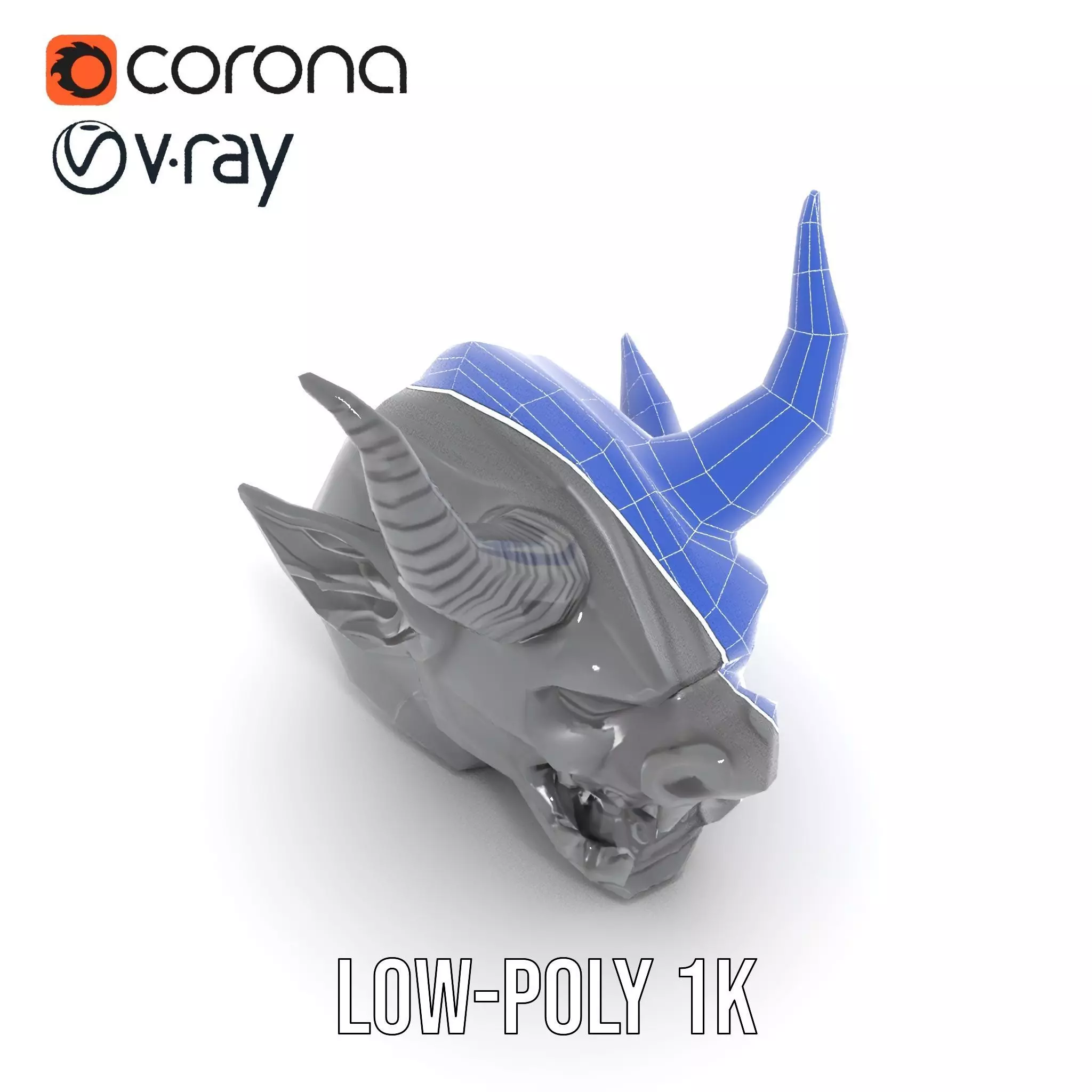 Sinister Demon Head model pack Low-poly 3D model_24