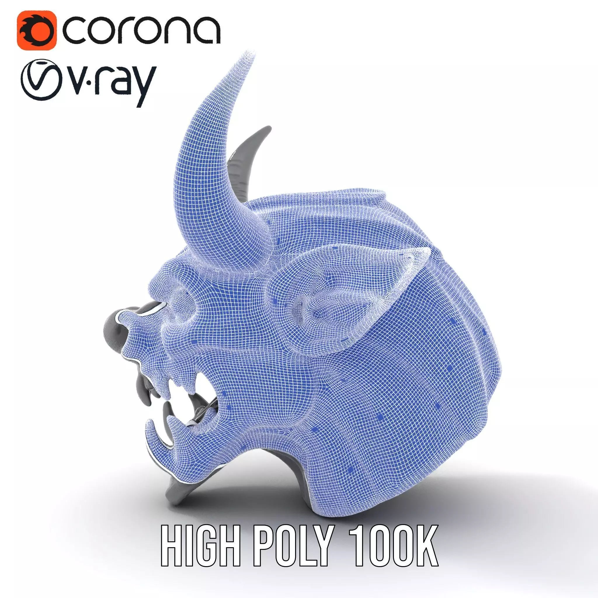 Sinister Demon Head model pack Low-poly 3D model_31