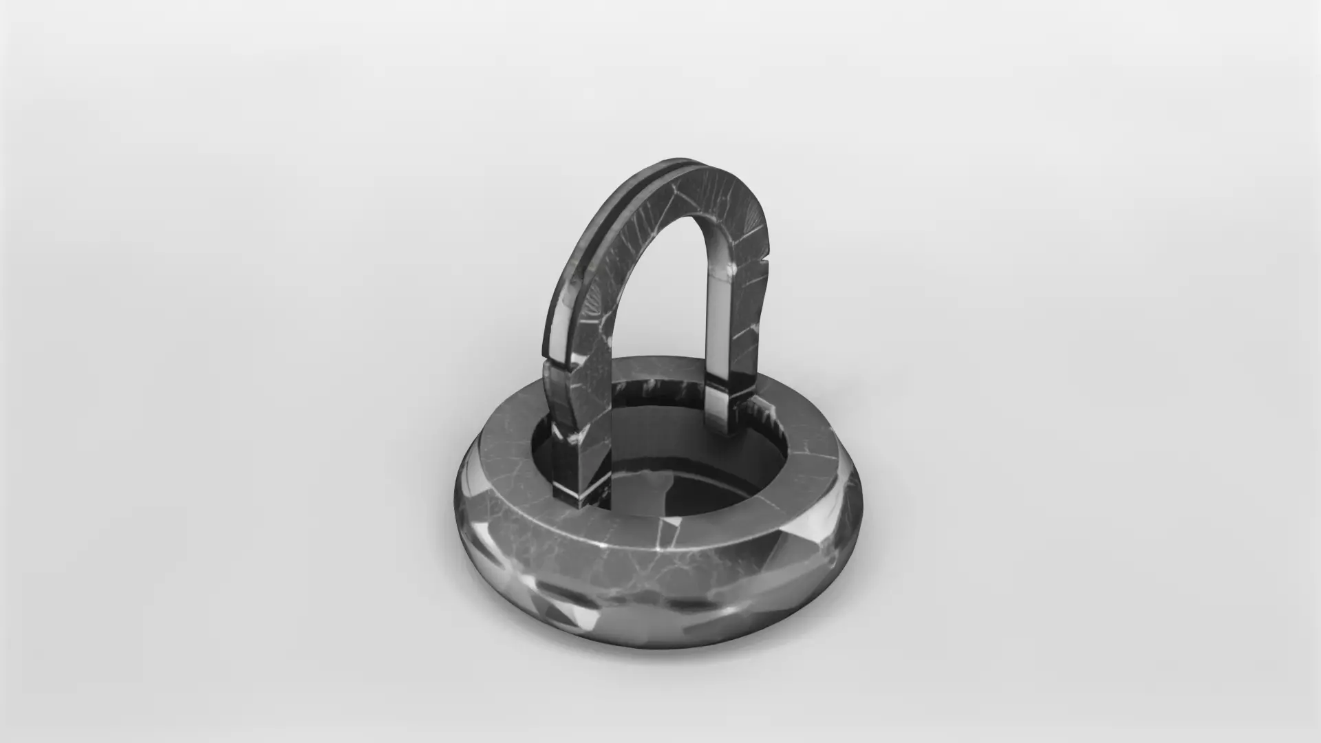 Modern Black Marble Decorative Arch Sculpture 3D model_3