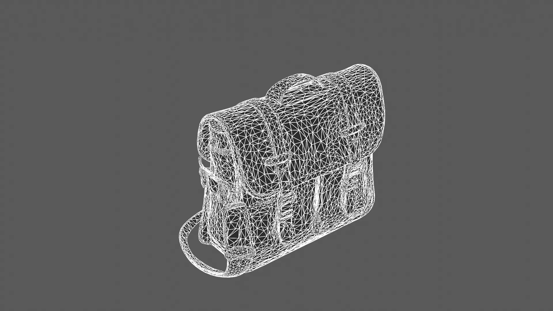 Vintage Leather and Canvas Messenger Bag 3D Model 3D model_5