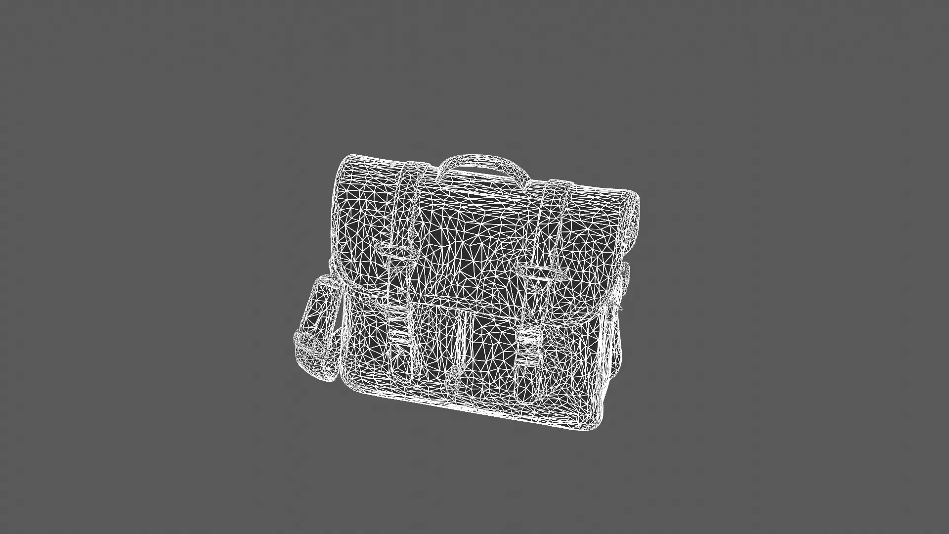 Vintage Leather and Canvas Messenger Bag 3D Model 3D model_6