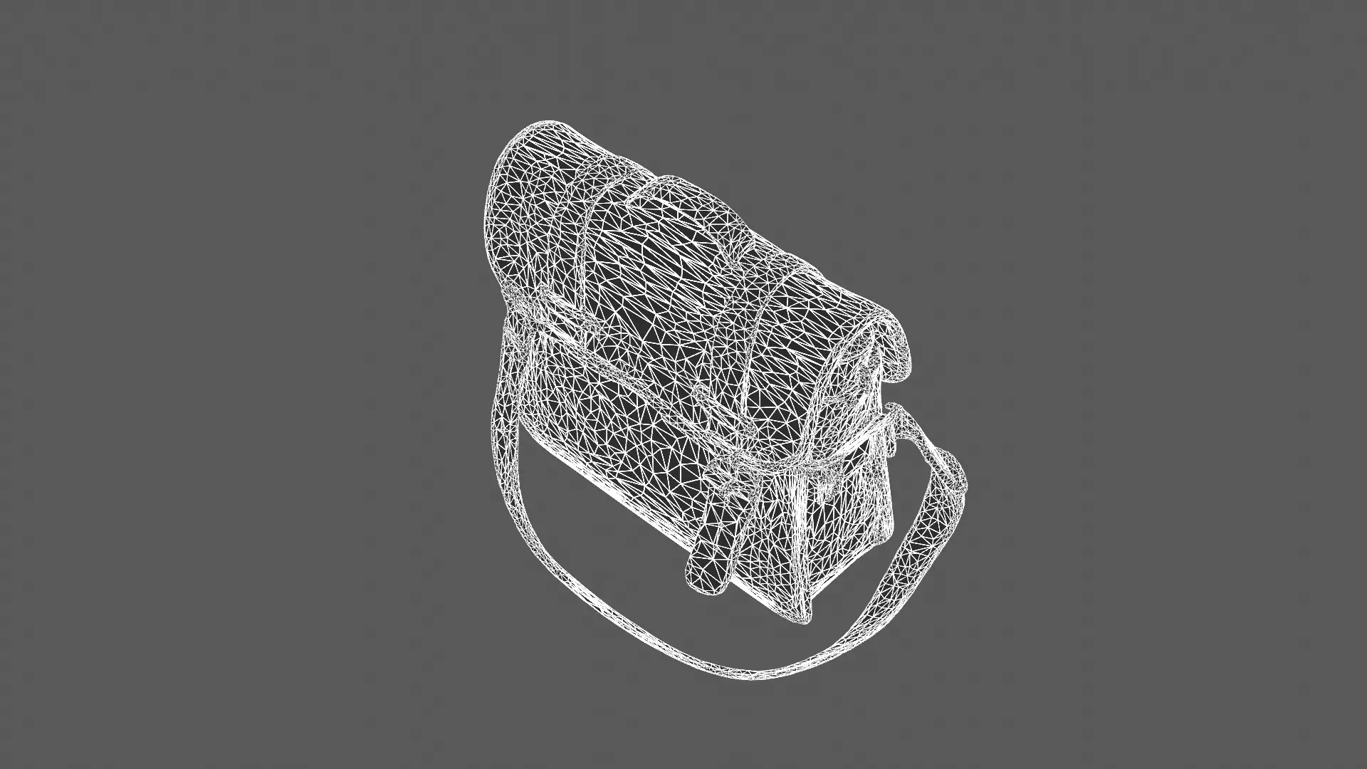 Vintage Leather and Canvas Messenger Bag 3D Model 3D model_9