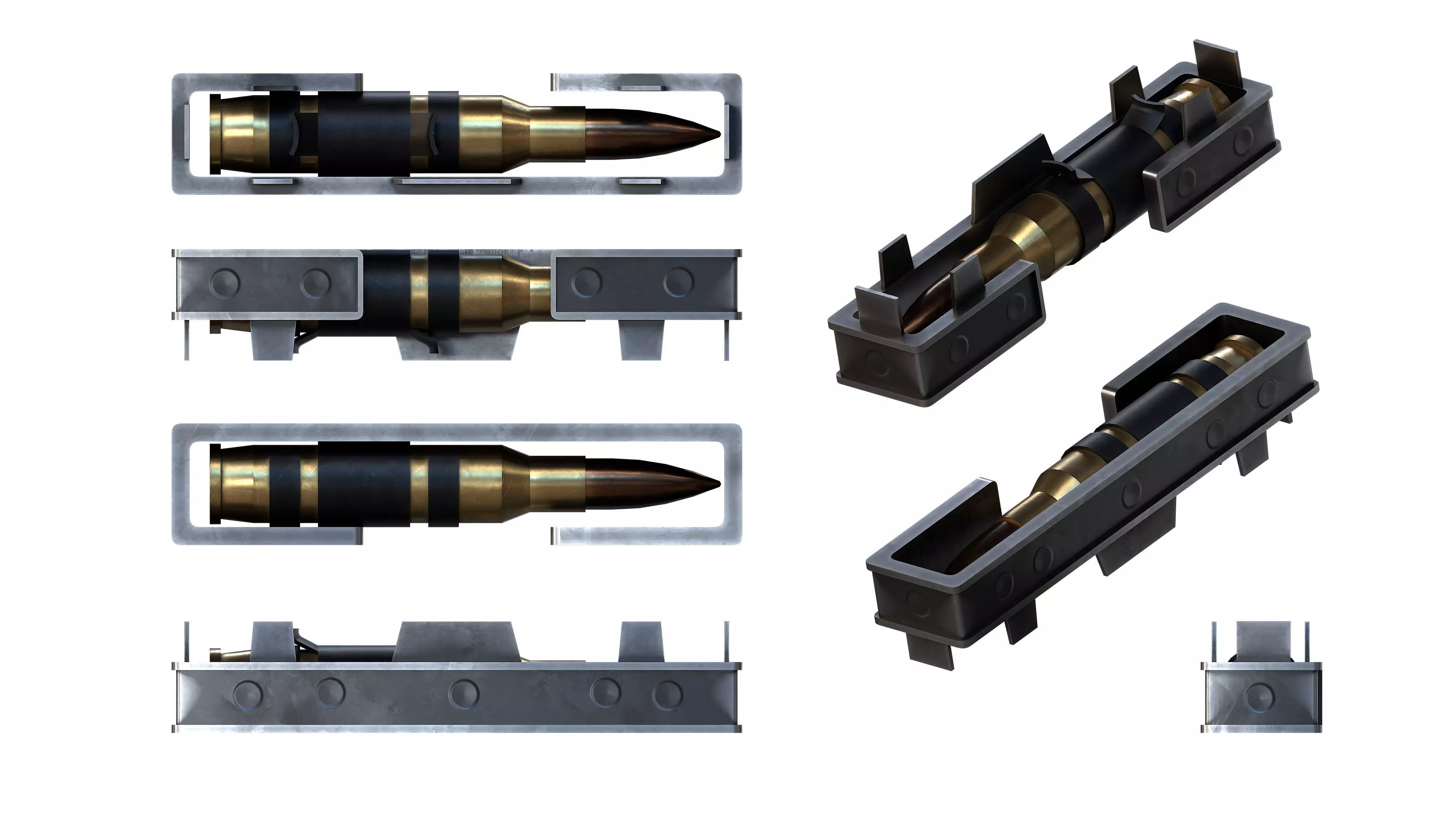 Ammo Feed Chute with Ammo Low-poly 3D model_9