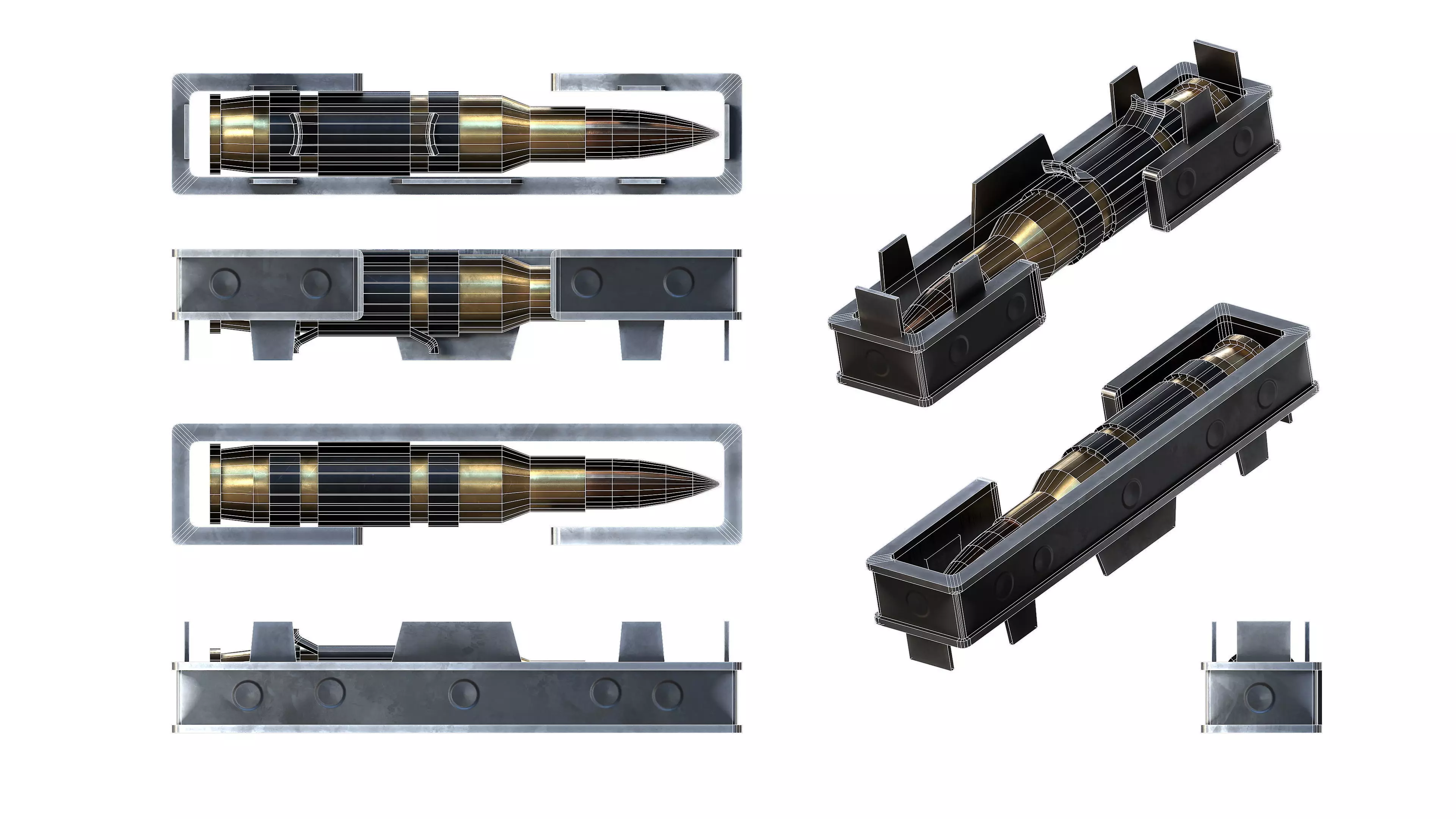 Ammo Feed Chute with Ammo Low-poly 3D model_16