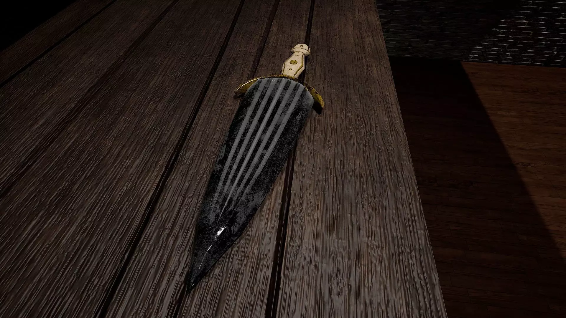 Short sword Cinquedea Low-poly 3D model_2