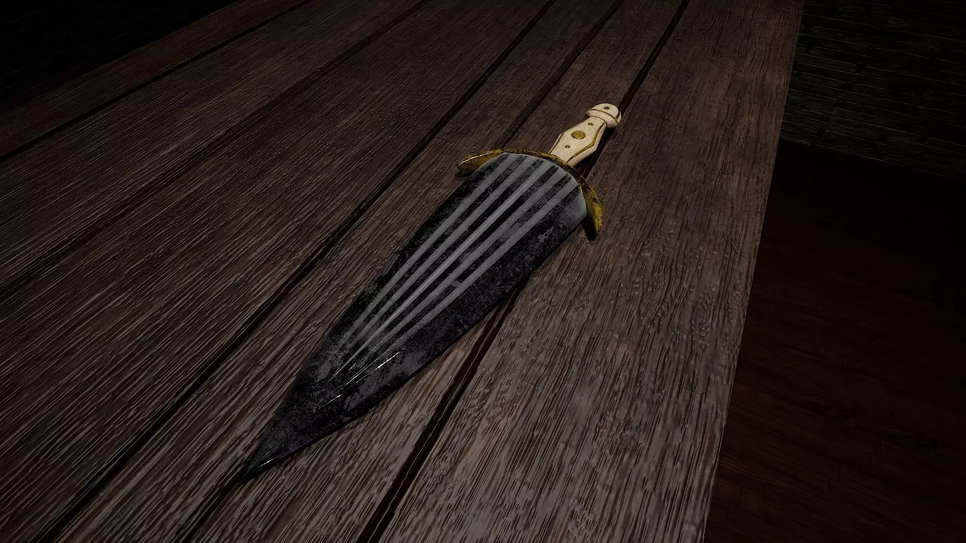 Short sword Cinquedea Low-poly 3D model_1