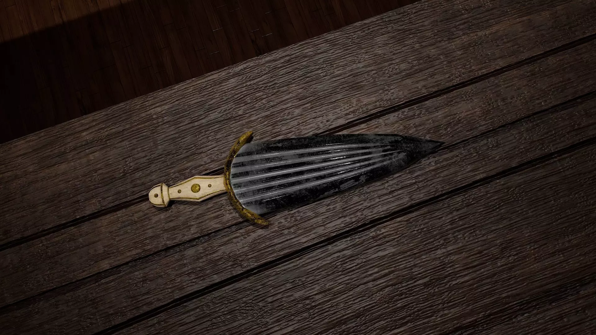 Short sword Cinquedea Low-poly 3D model_6