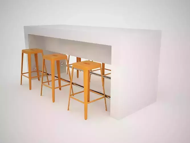 Counter with metal bar stools 