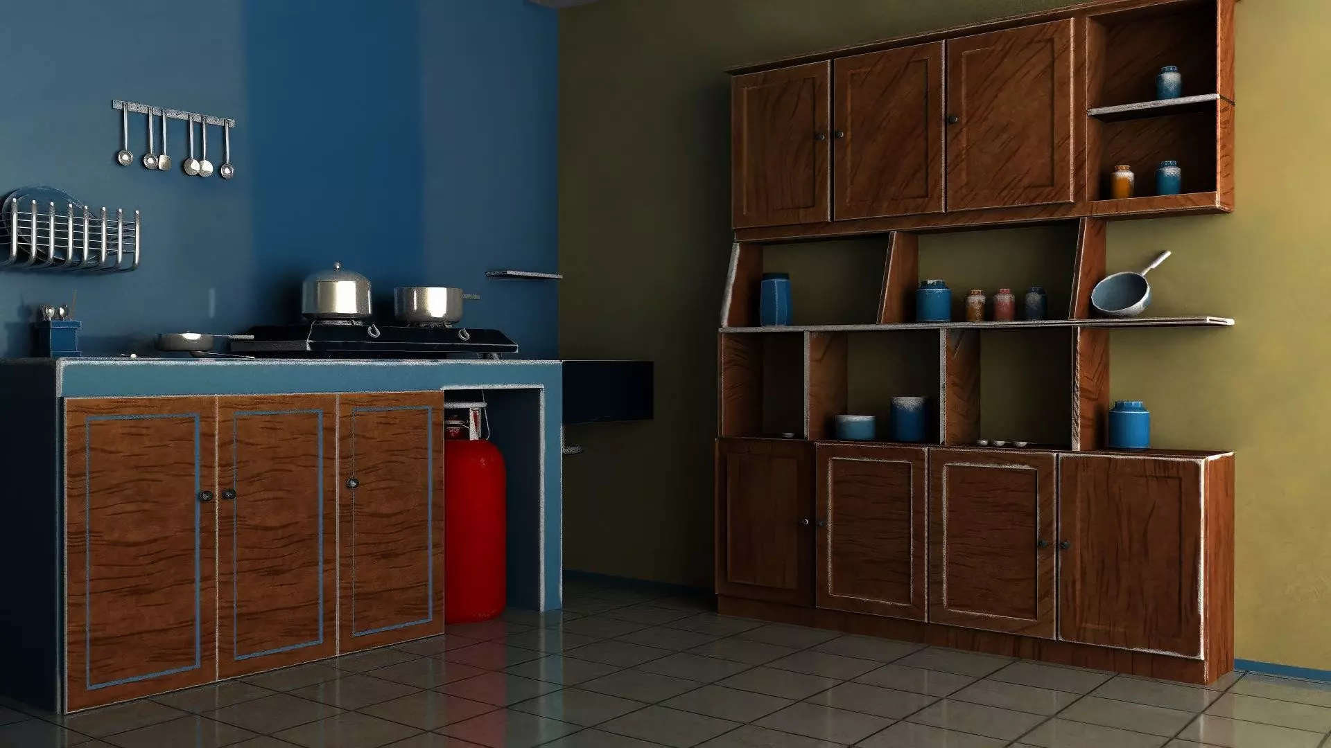 stylish indian kitchen 3D model_1