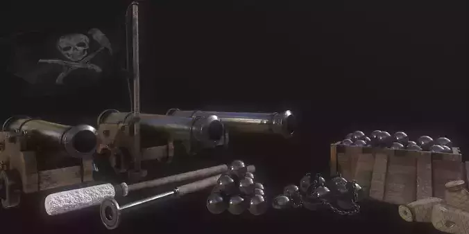 Pirate Artillery Pack - Game Ready 3D Models