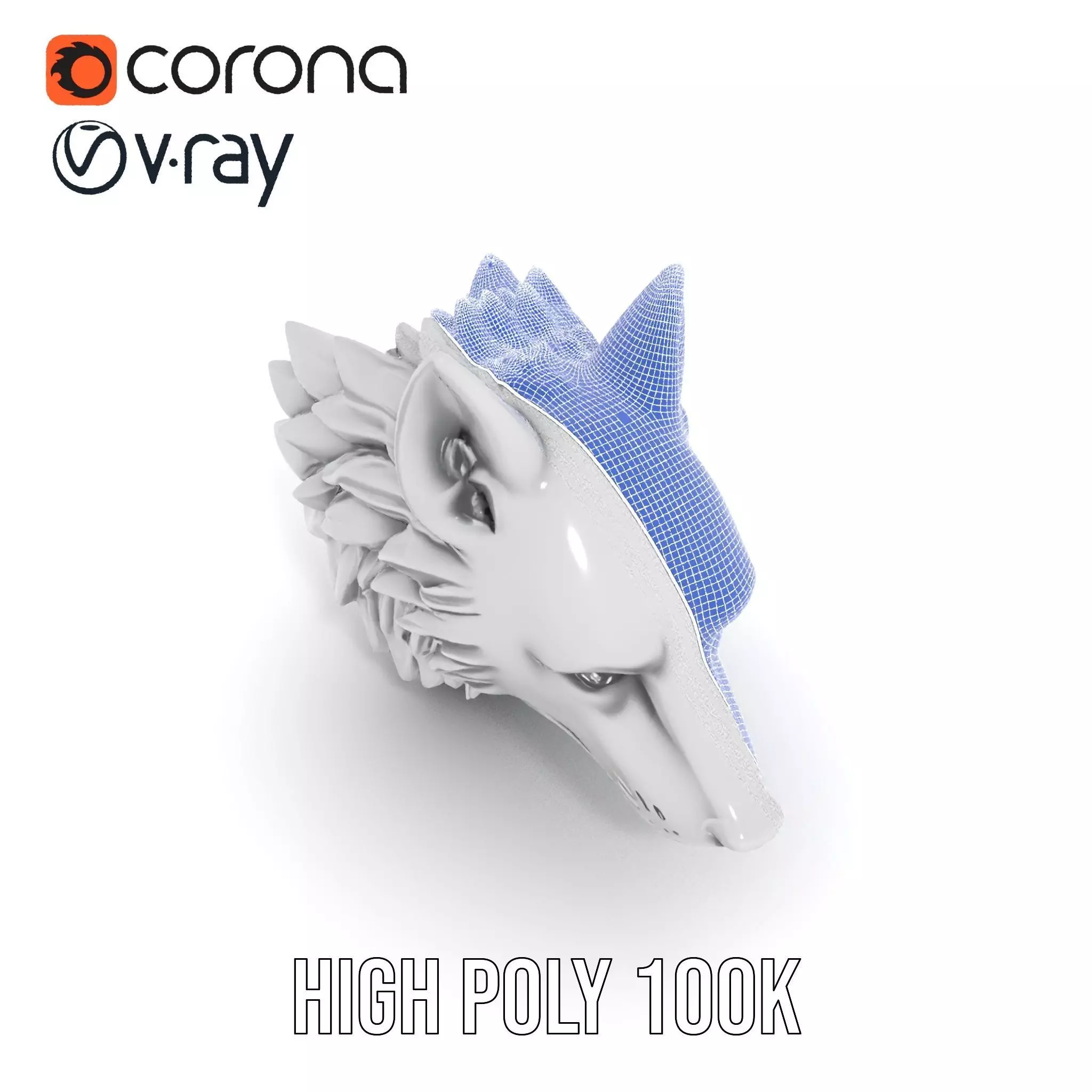 Silver Wolf Sculpture model pack Low-poly 3D model_31