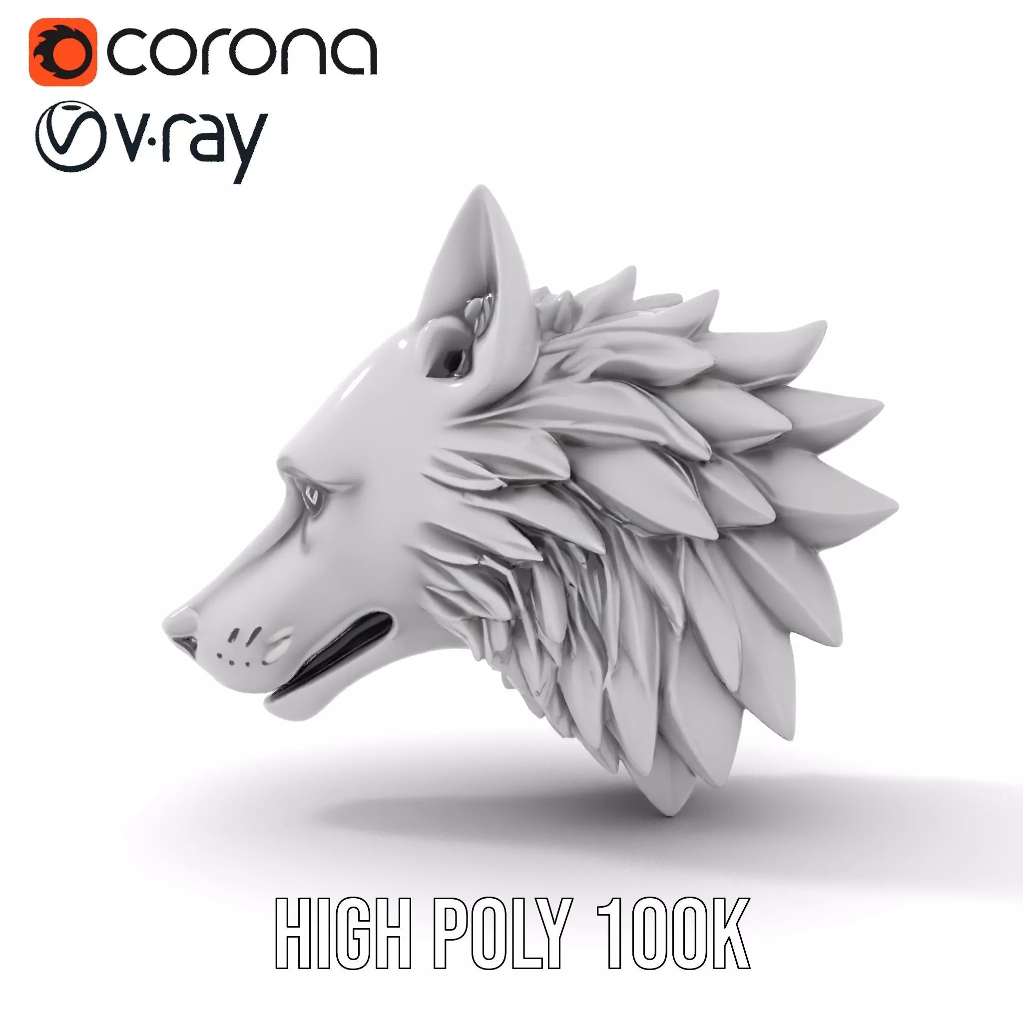 Silver Wolf Sculpture model pack Low-poly 3D model_28