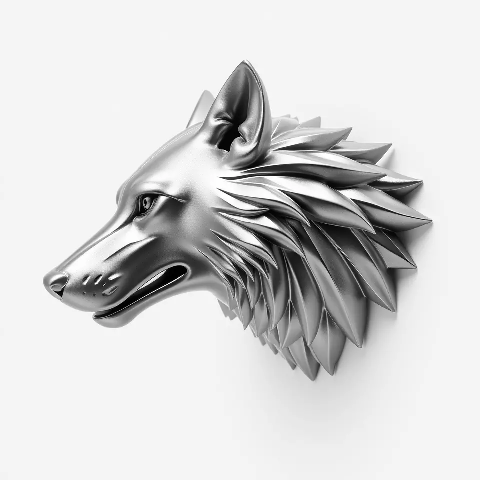 Silver Wolf Sculpture model pack Low-poly 3D model_2