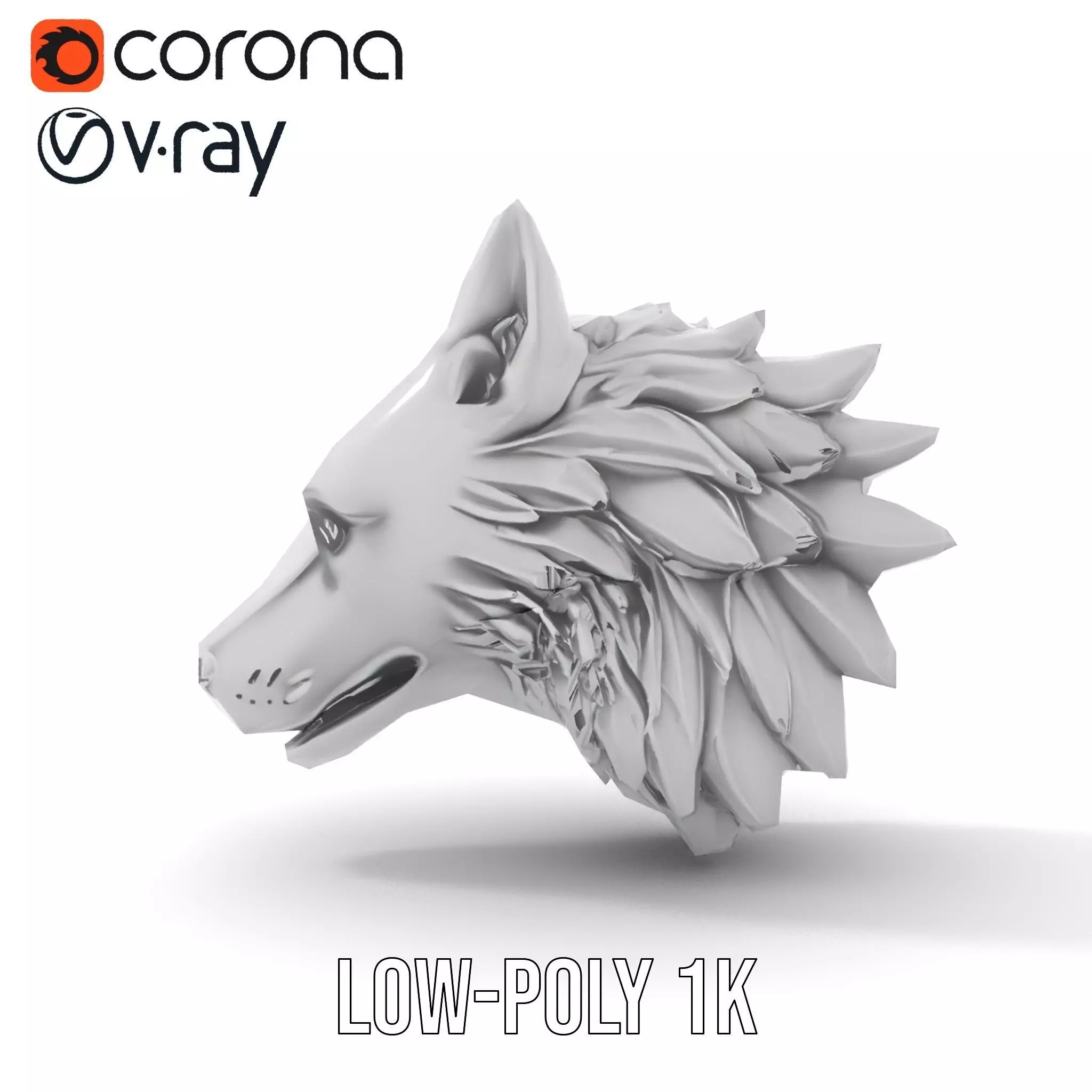 Silver Wolf Sculpture model pack Low-poly 3D model_8
