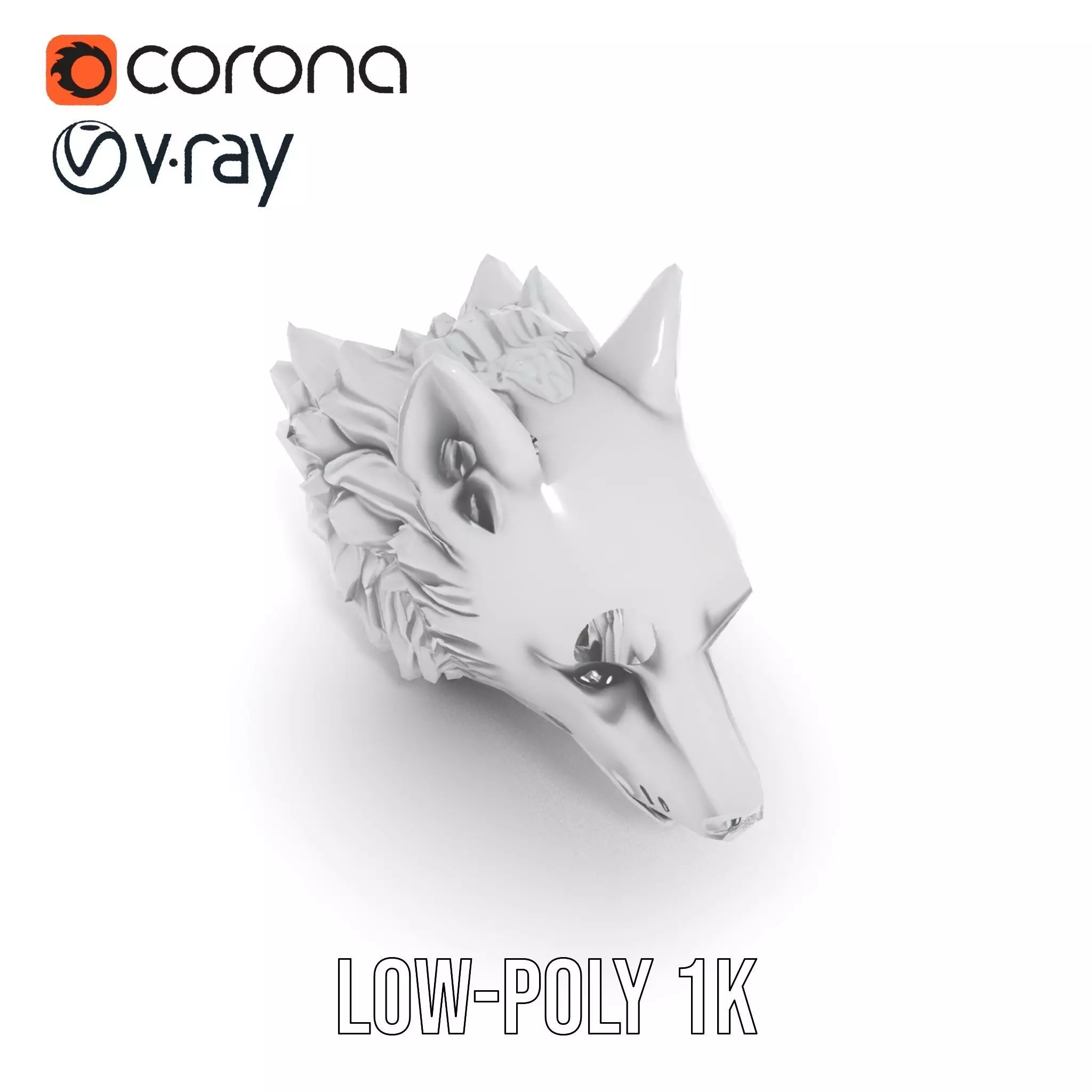 Silver Wolf Sculpture model pack Low-poly 3D model_7