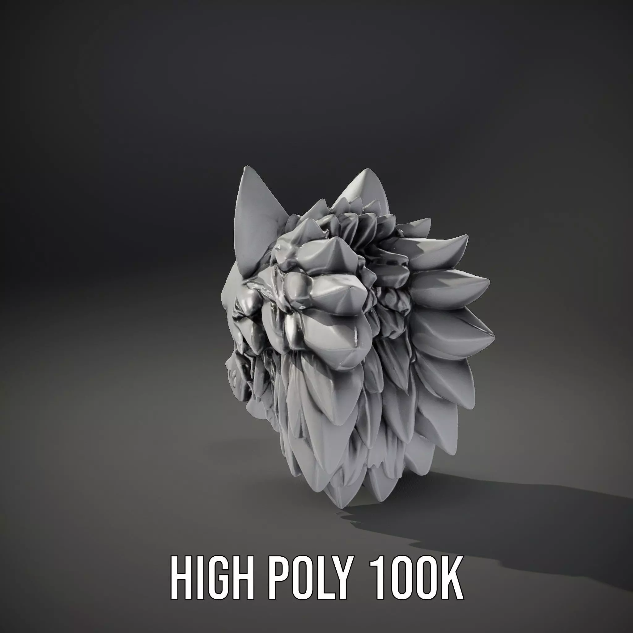 Silver Wolf Sculpture model pack Low-poly 3D model_15