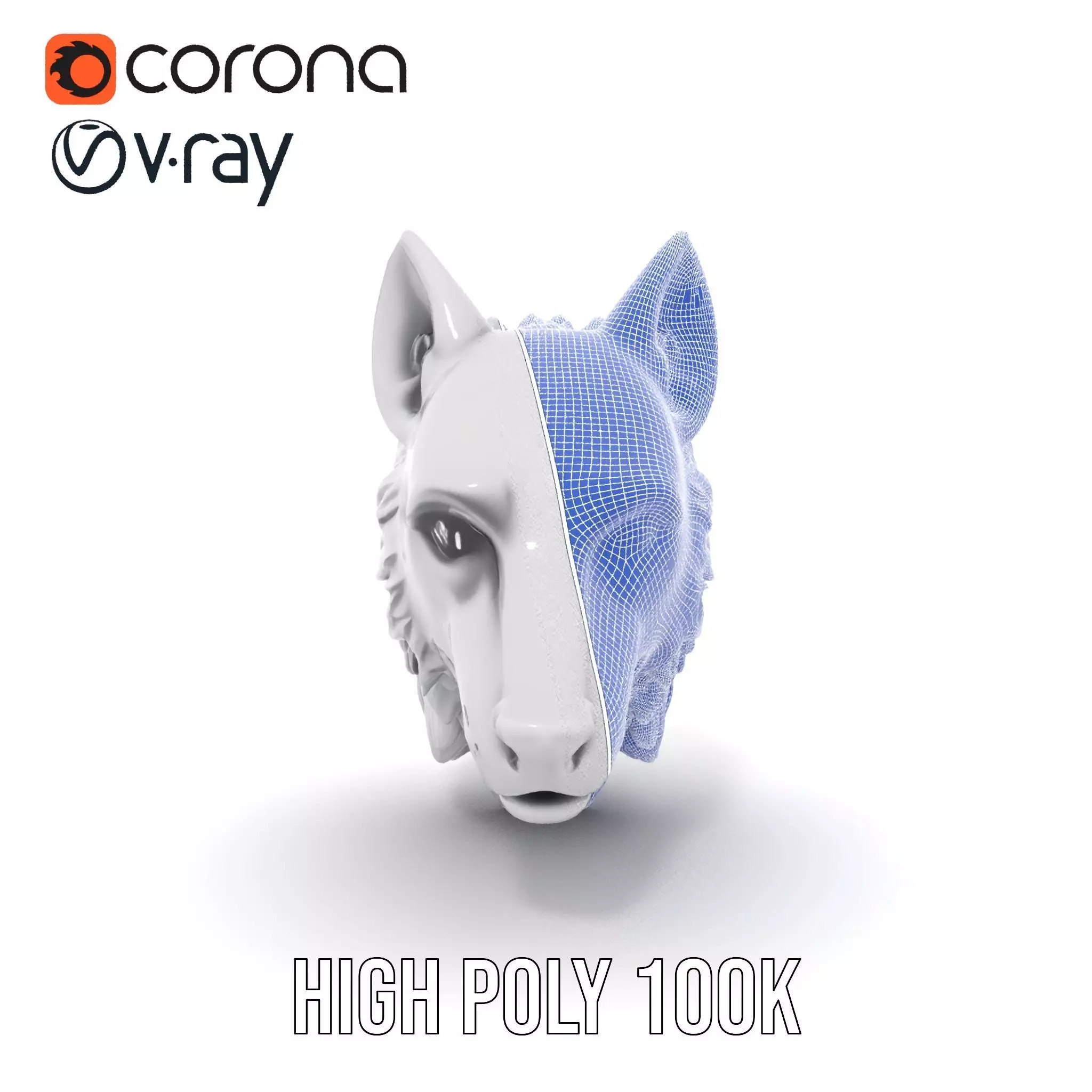 Silver Wolf Sculpture model pack Low-poly 3D model_34