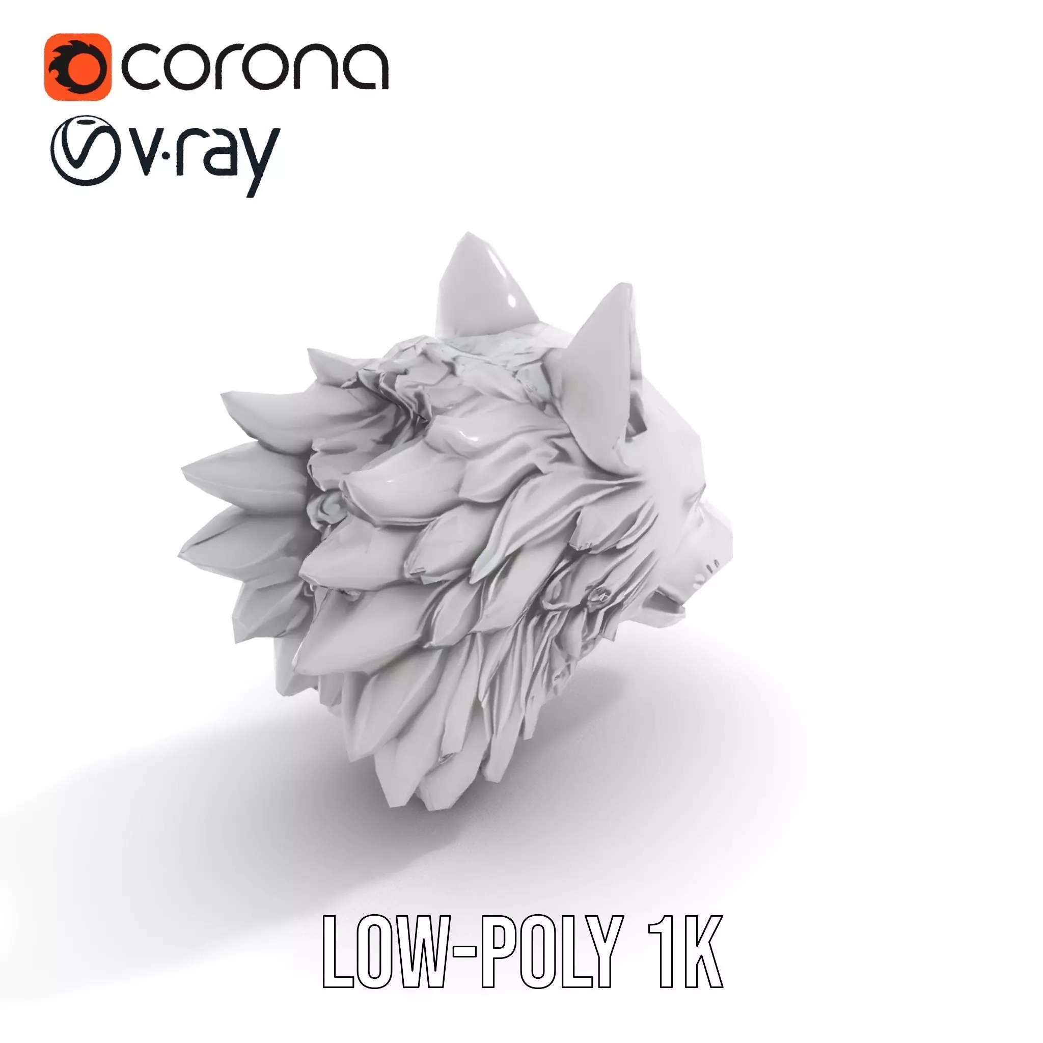 Silver Wolf Sculpture model pack Low-poly 3D model_20