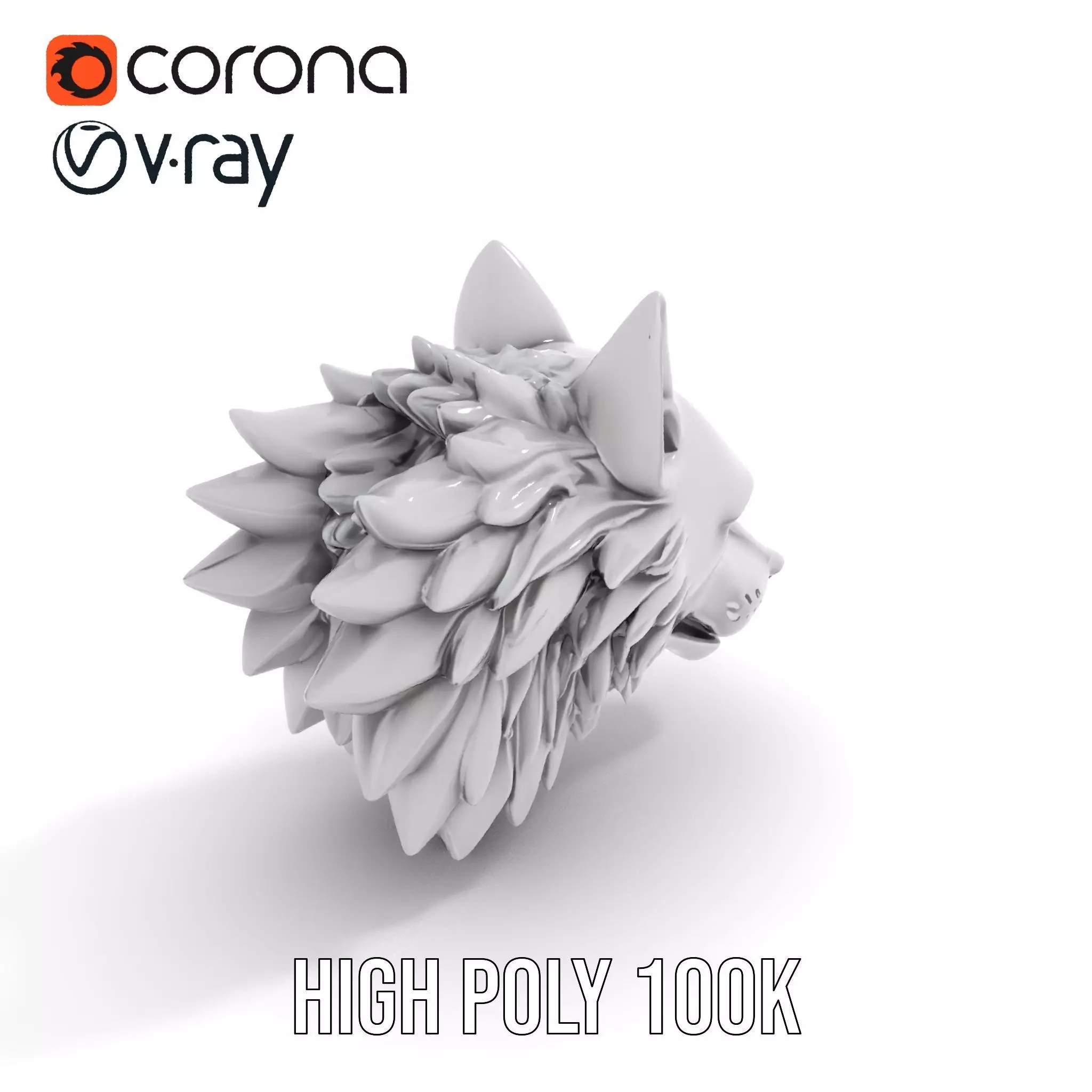 Silver Wolf Sculpture model pack Low-poly 3D model_18