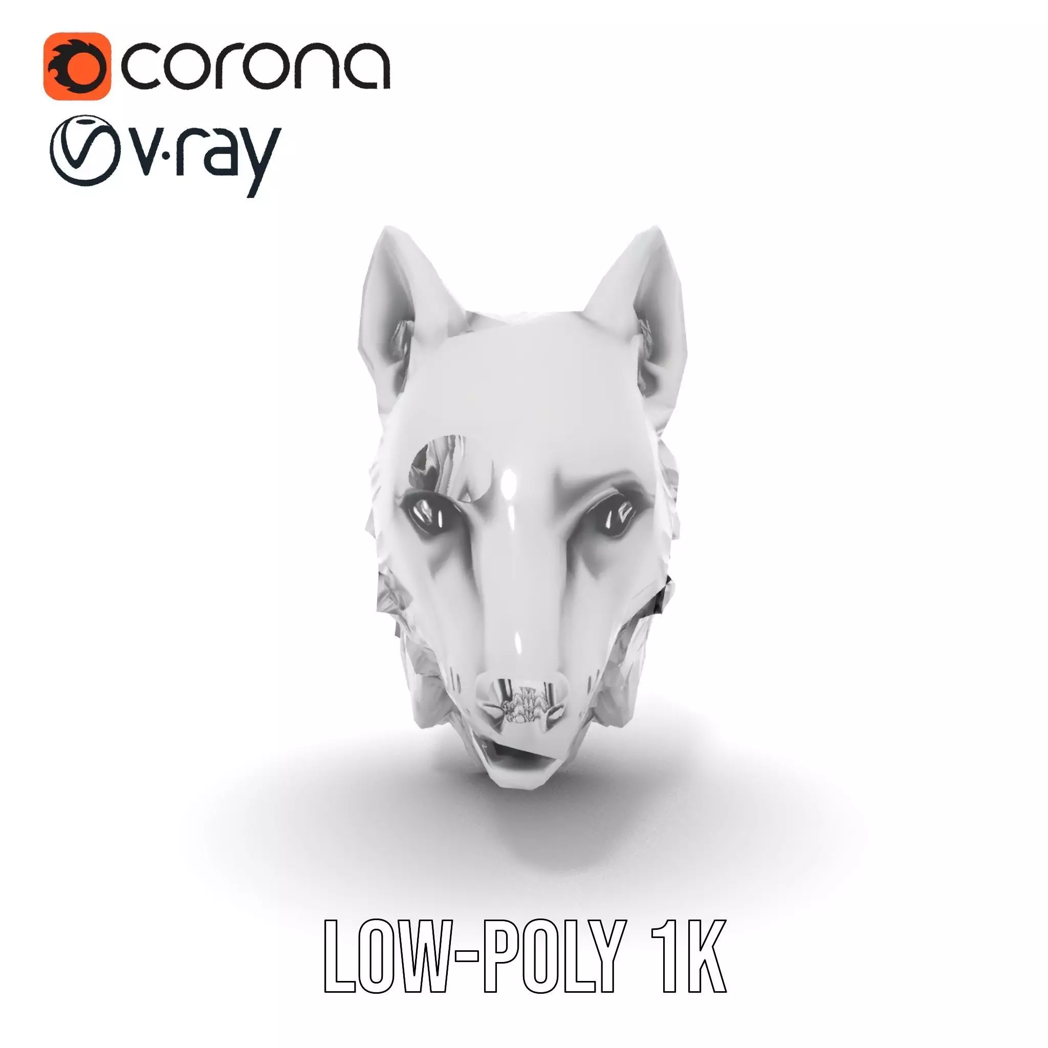 Silver Wolf Sculpture model pack Low-poly 3D model_17