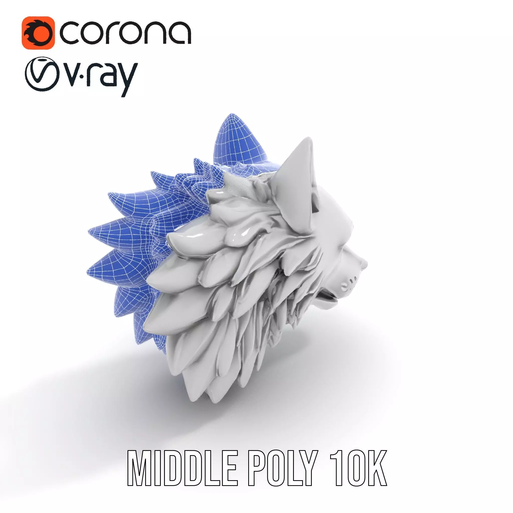 Silver Wolf Sculpture model pack Low-poly 3D model_29