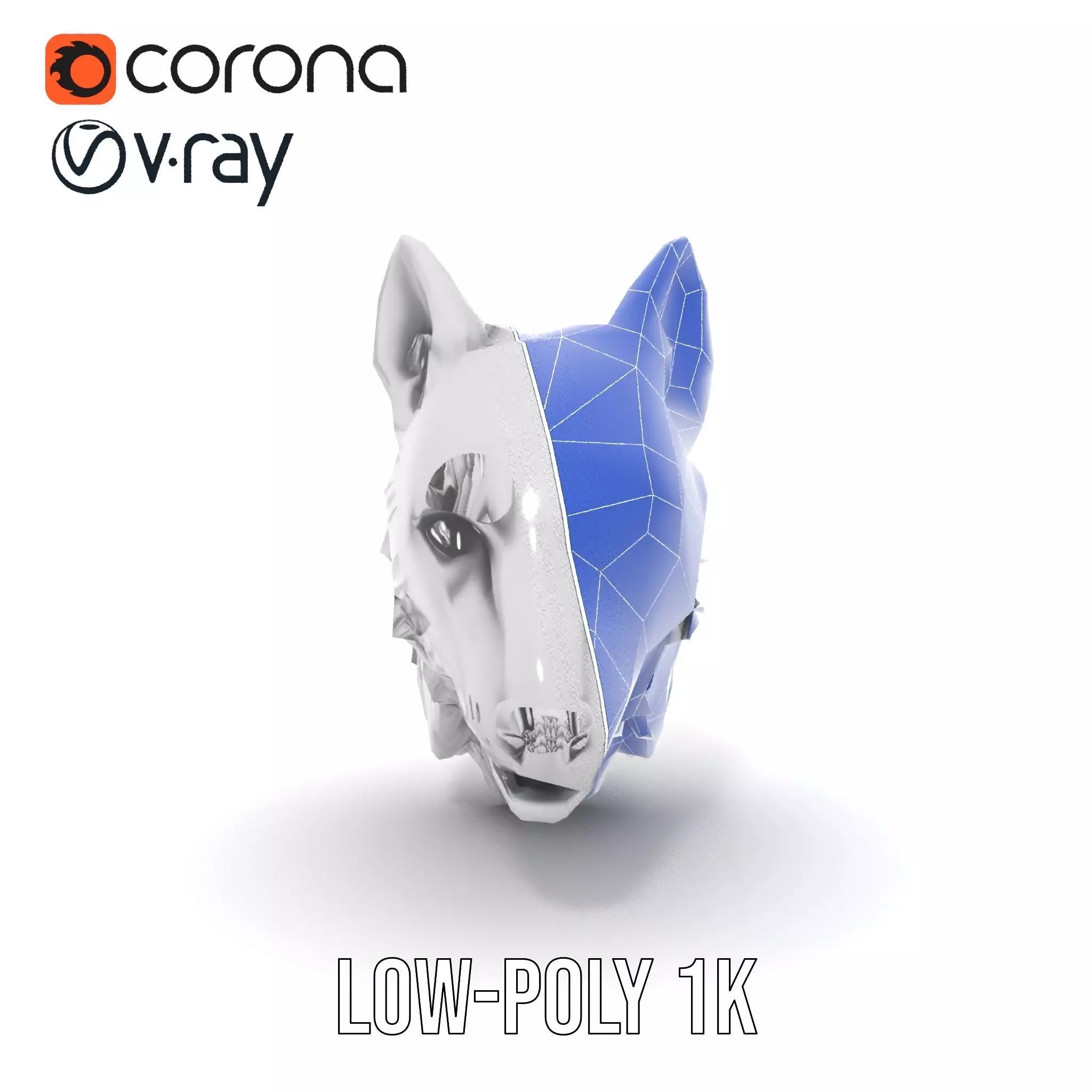 Silver Wolf Sculpture model pack Low-poly 3D model_30