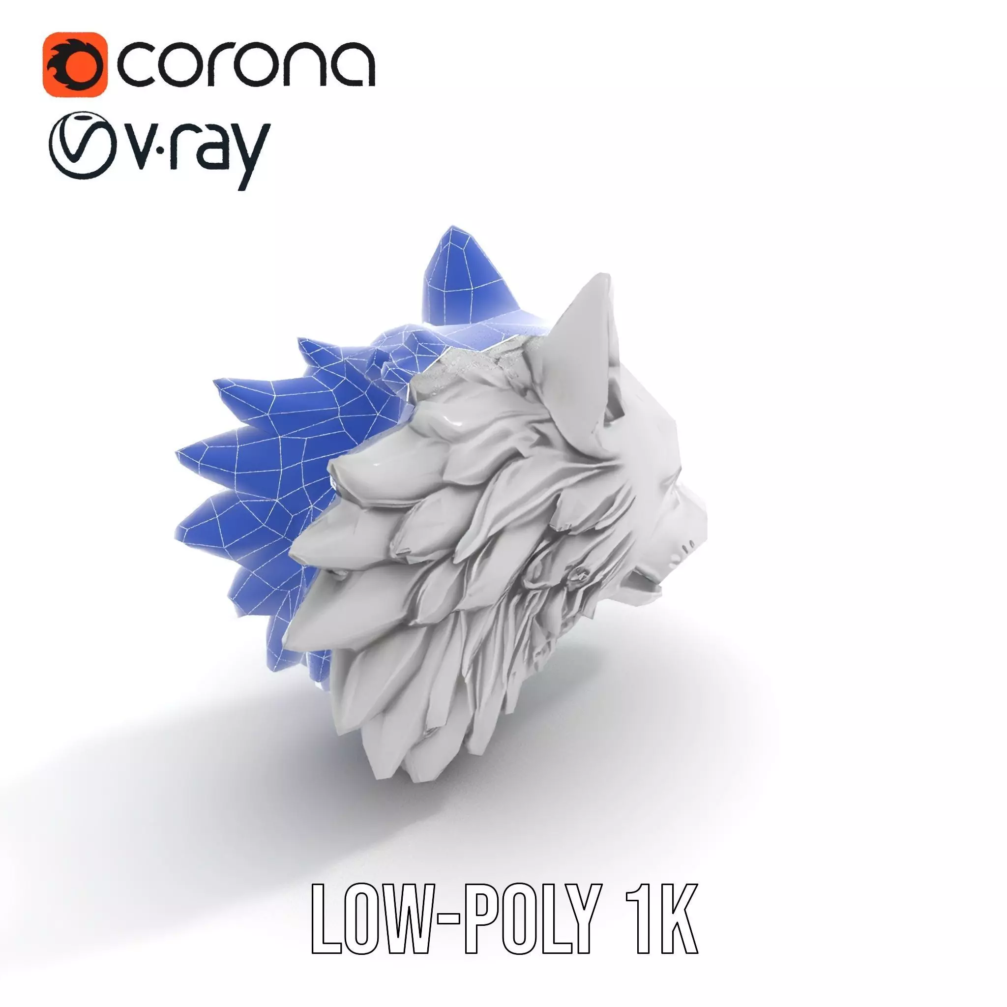 Silver Wolf Sculpture model pack Low-poly 3D model_23