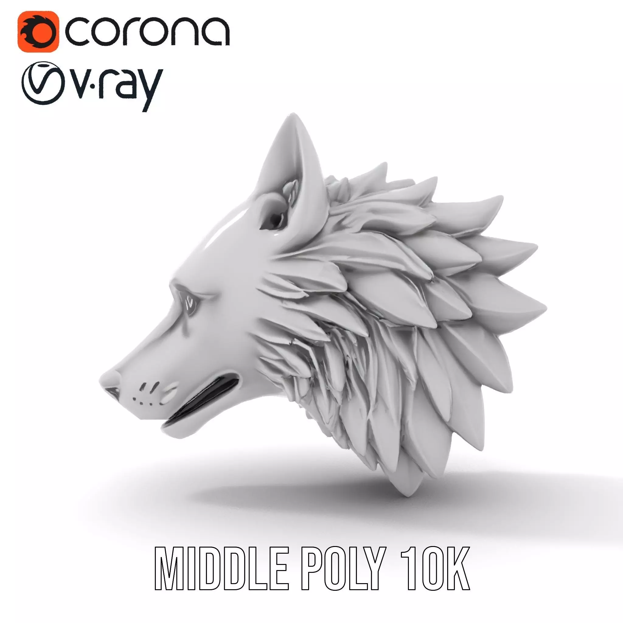 Silver Wolf Sculpture model pack Low-poly 3D model_5