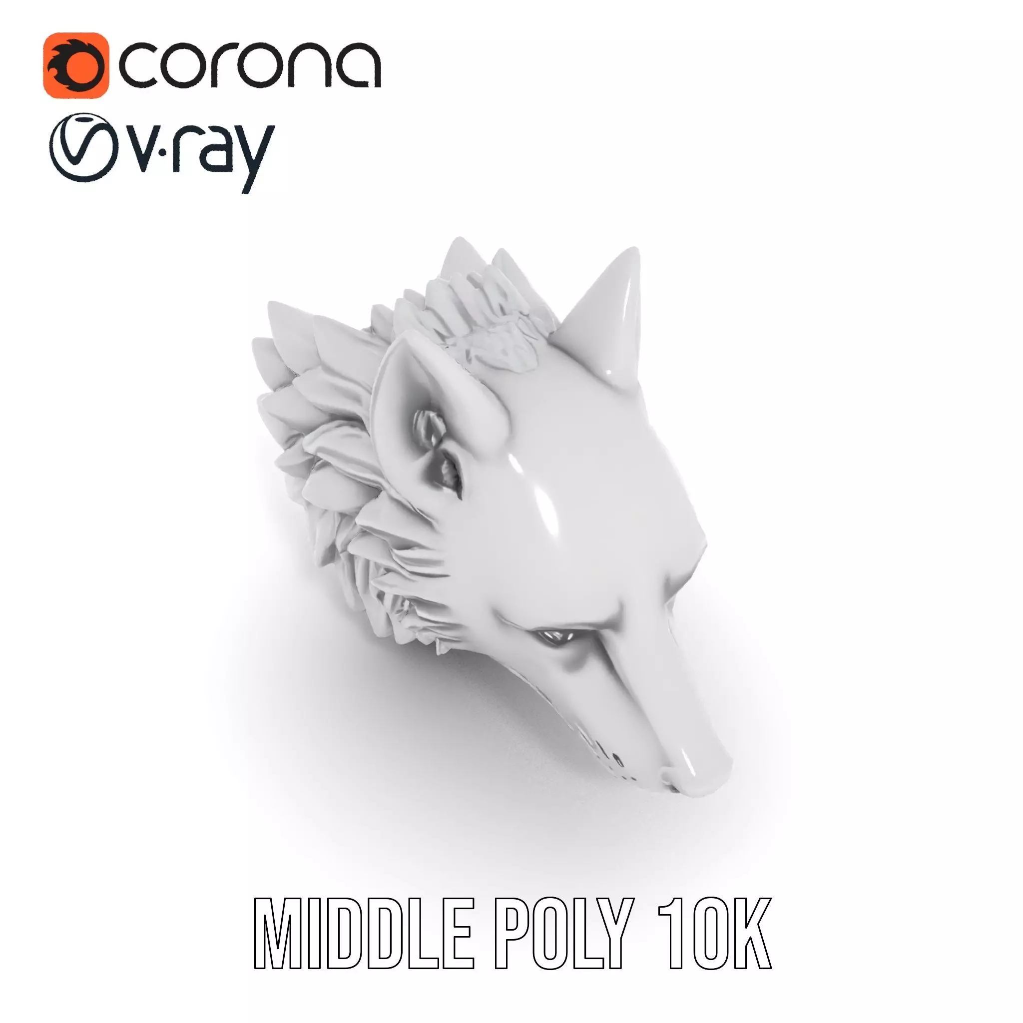 Silver Wolf Sculpture model pack Low-poly 3D model_19