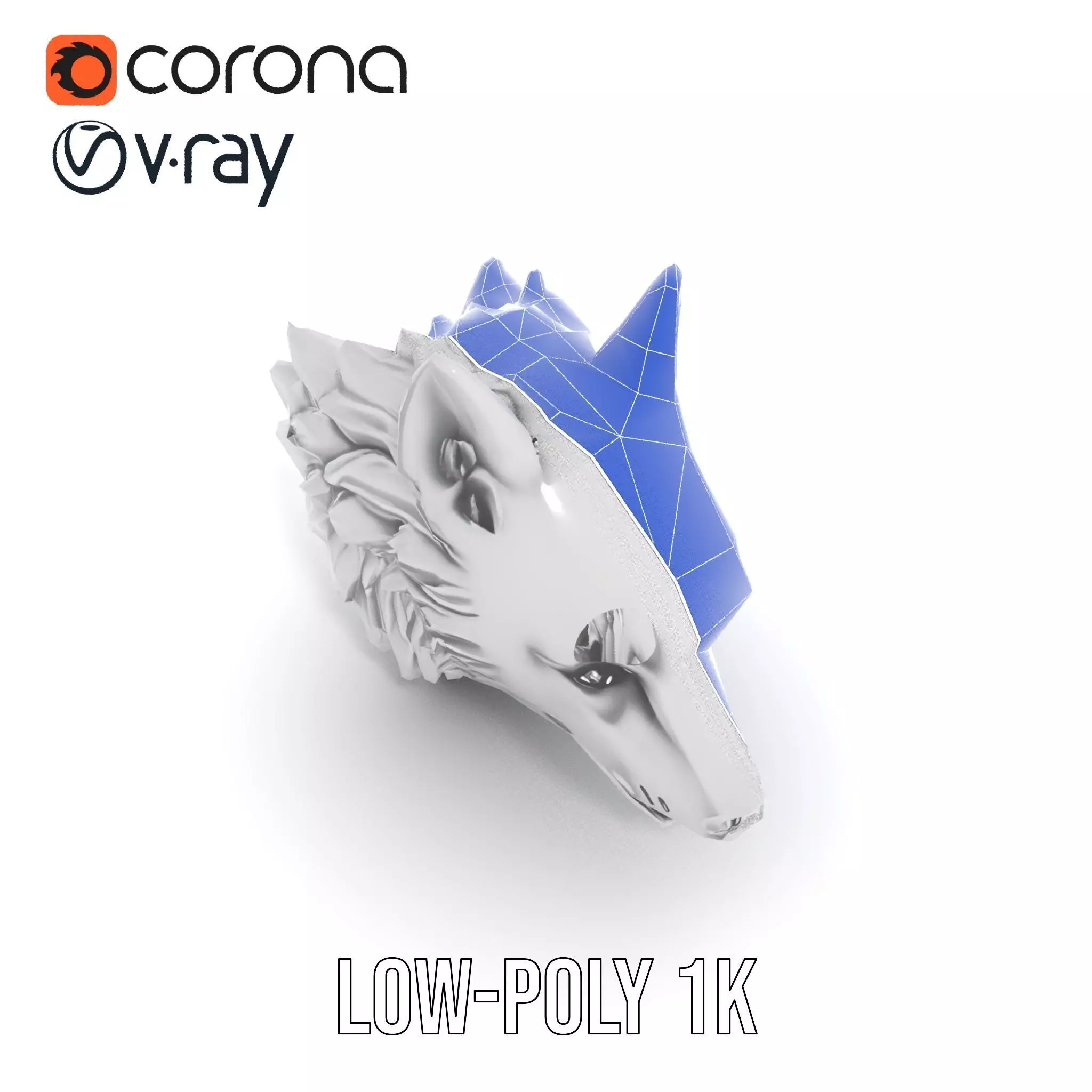 Silver Wolf Sculpture model pack Low-poly 3D model_14