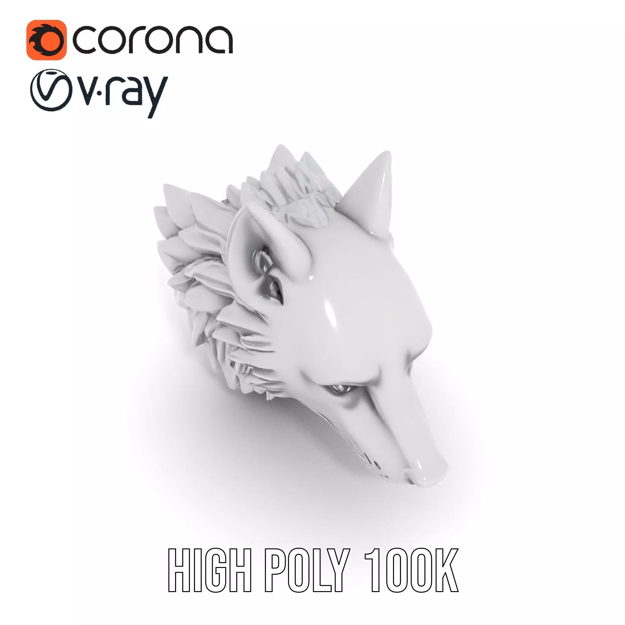 Silver Wolf Sculpture model pack Low-poly 3D model_9