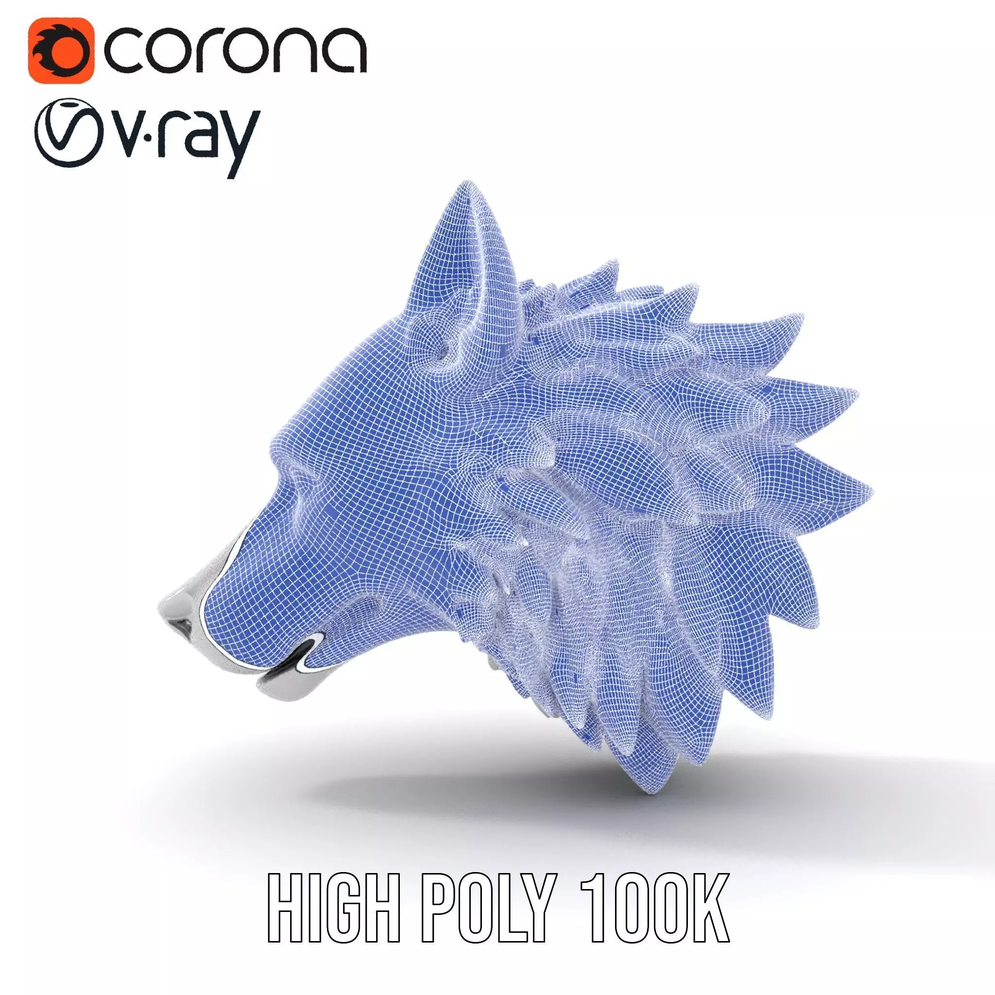 Silver Wolf Sculpture model pack Low-poly 3D model_33