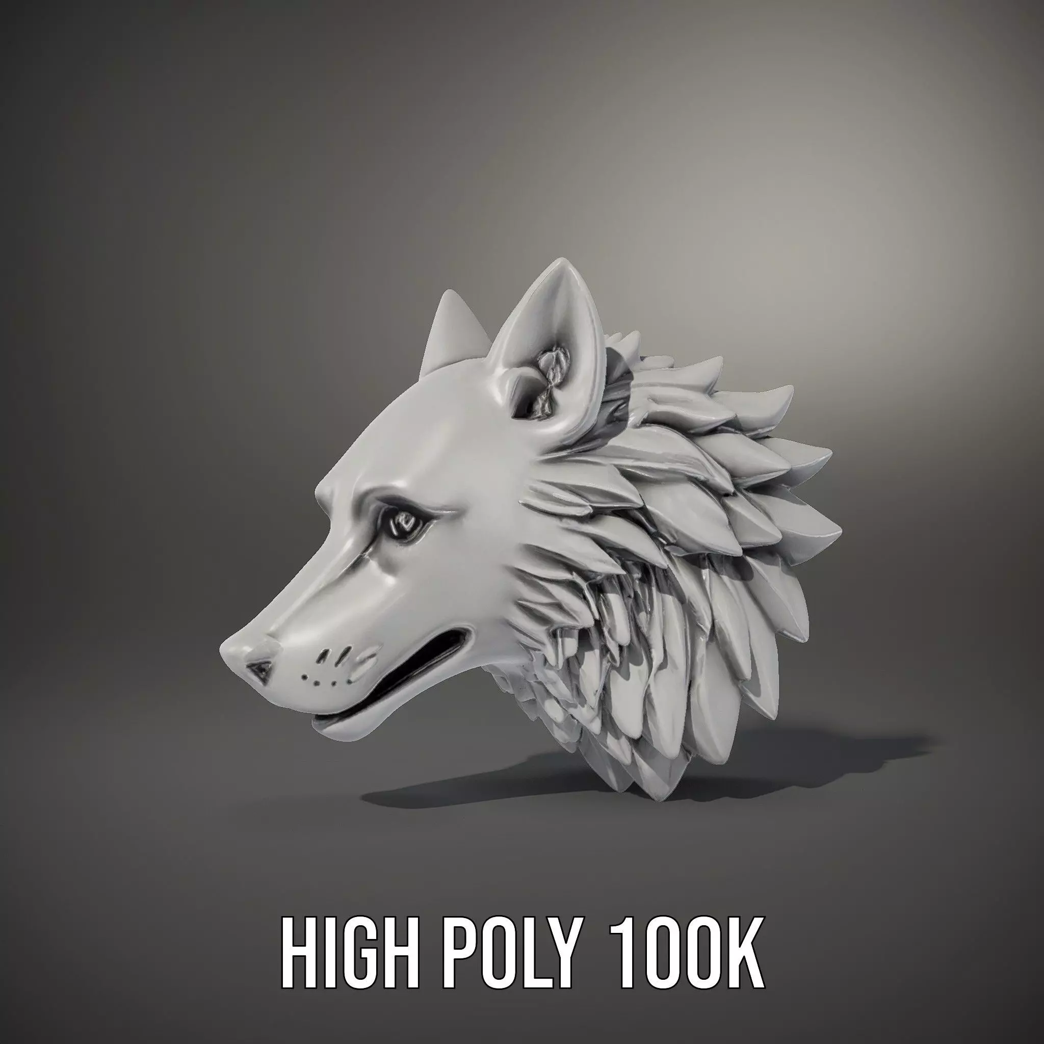 Silver Wolf Sculpture model pack Low-poly 3D model_12
