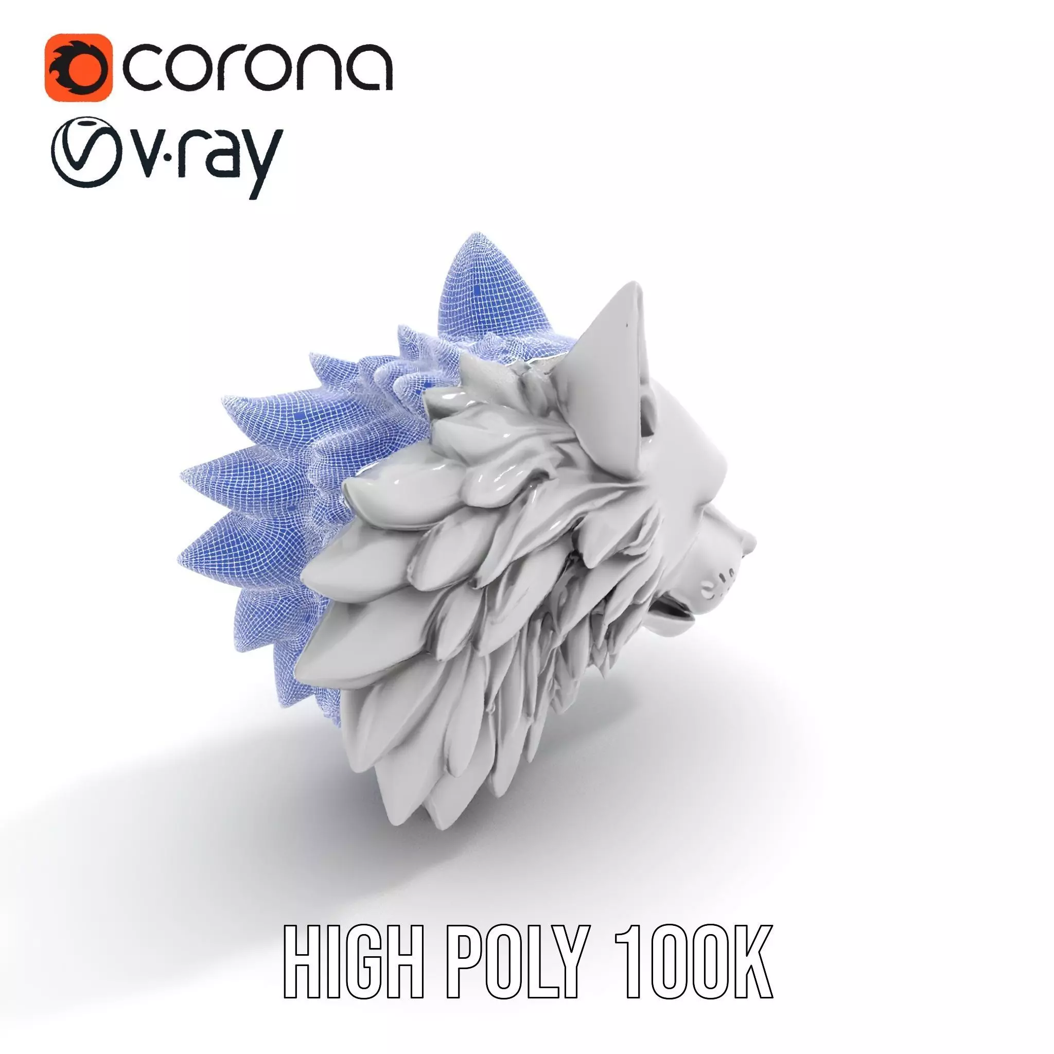 Silver Wolf Sculpture model pack Low-poly 3D model_32