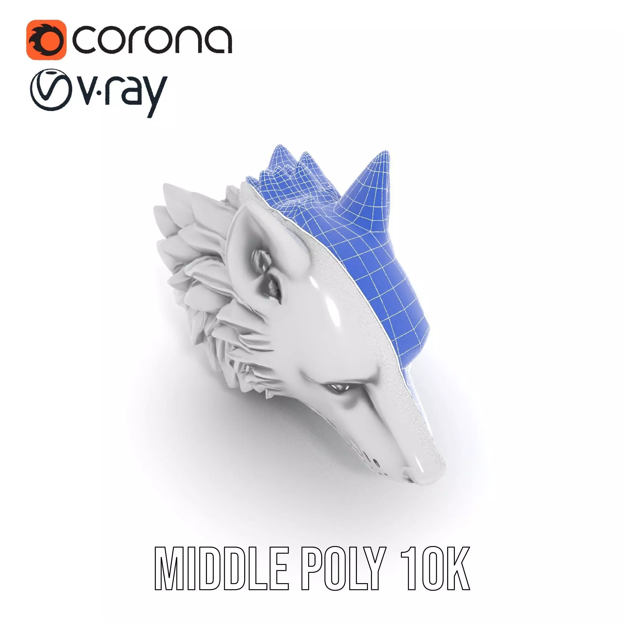 Silver Wolf Sculpture model pack Low-poly 3D model_26