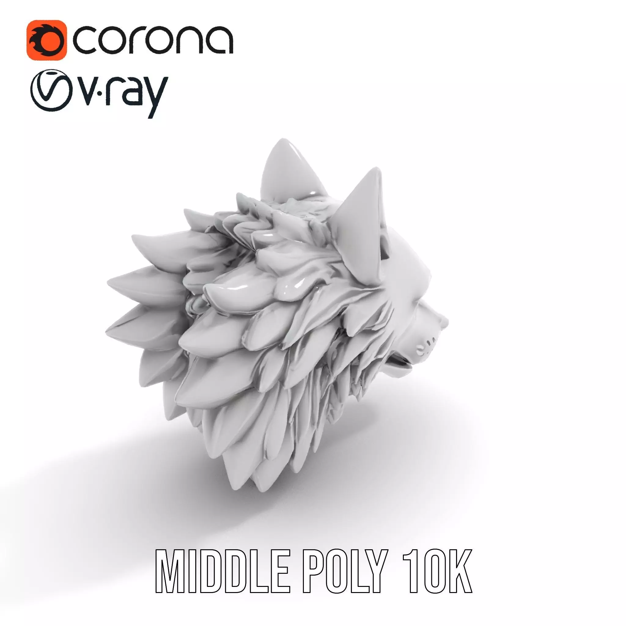 Silver Wolf Sculpture model pack Low-poly 3D model_10