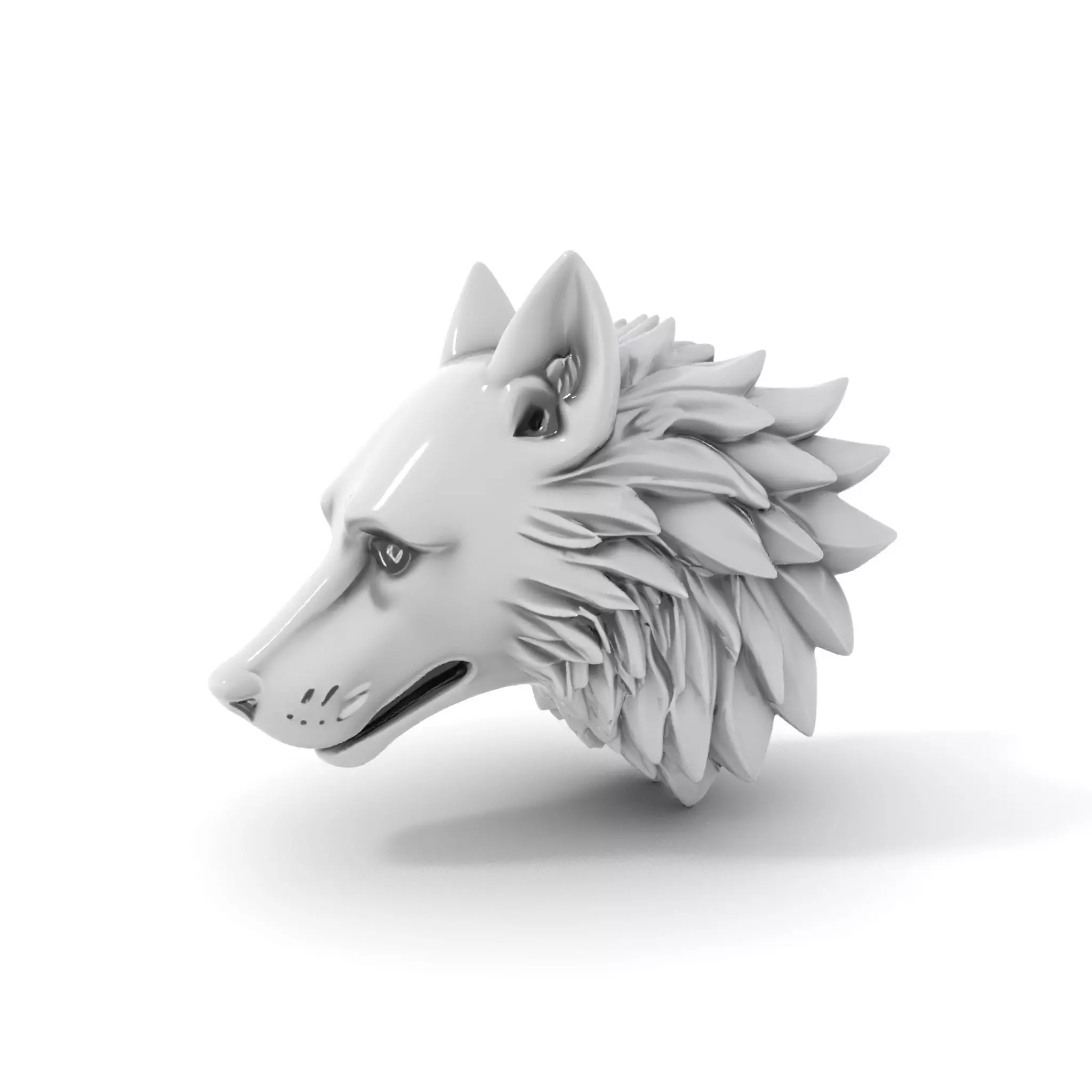 Silver Wolf Sculpture model pack Low-poly 3D model_0