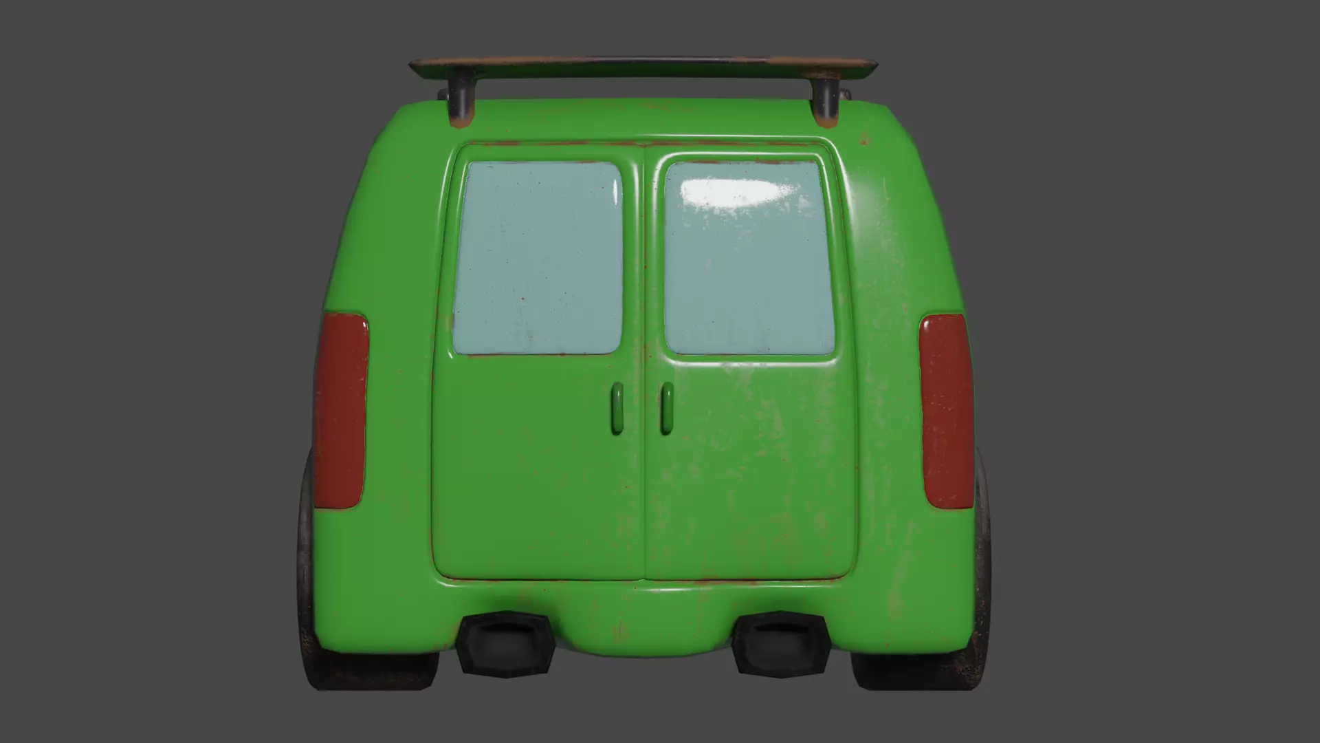 Green Cartoon Car Low-poly 3D model_3
