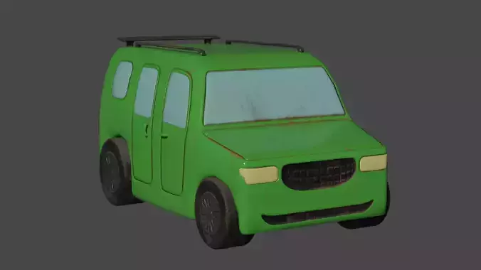 Green Cartoon Car Low-poly 3D model