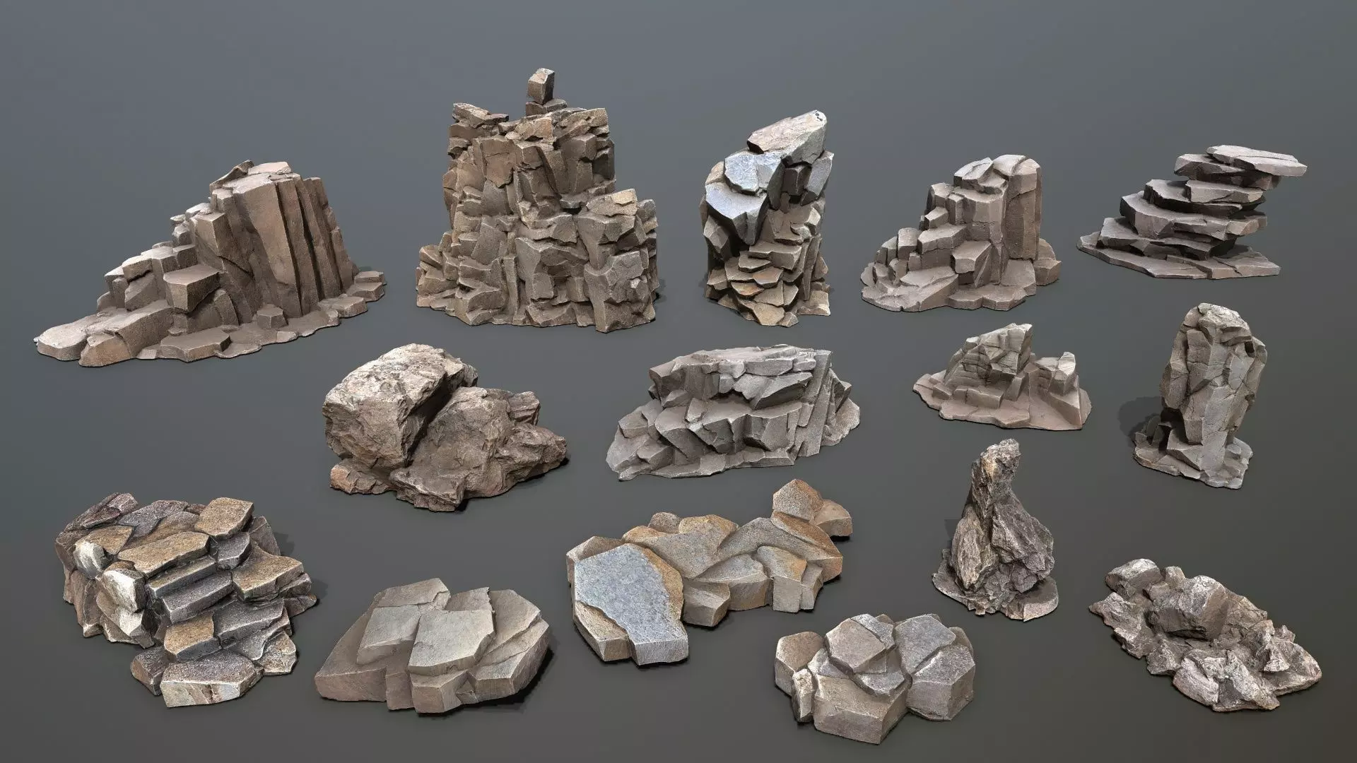 desert rocks  Low-poly 3D model_1