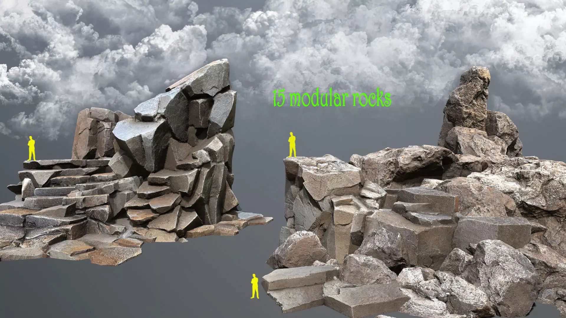 desert rocks  Low-poly 3D model_0