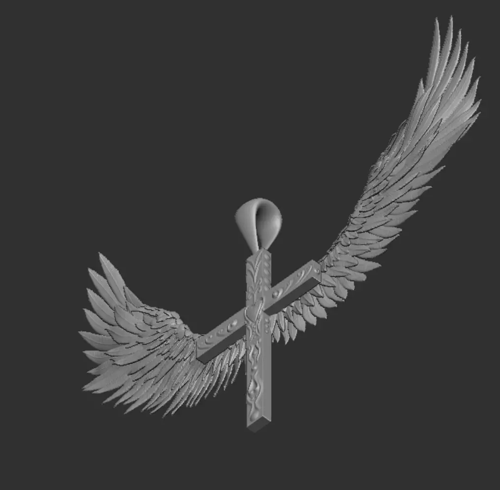 Jesus cross with wings pendant 3d printable  3D model_2
