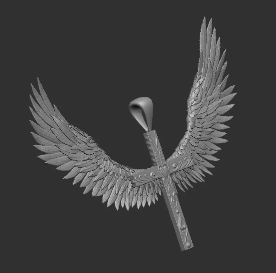 Jesus cross with wings pendant 3d printable  3D model_12