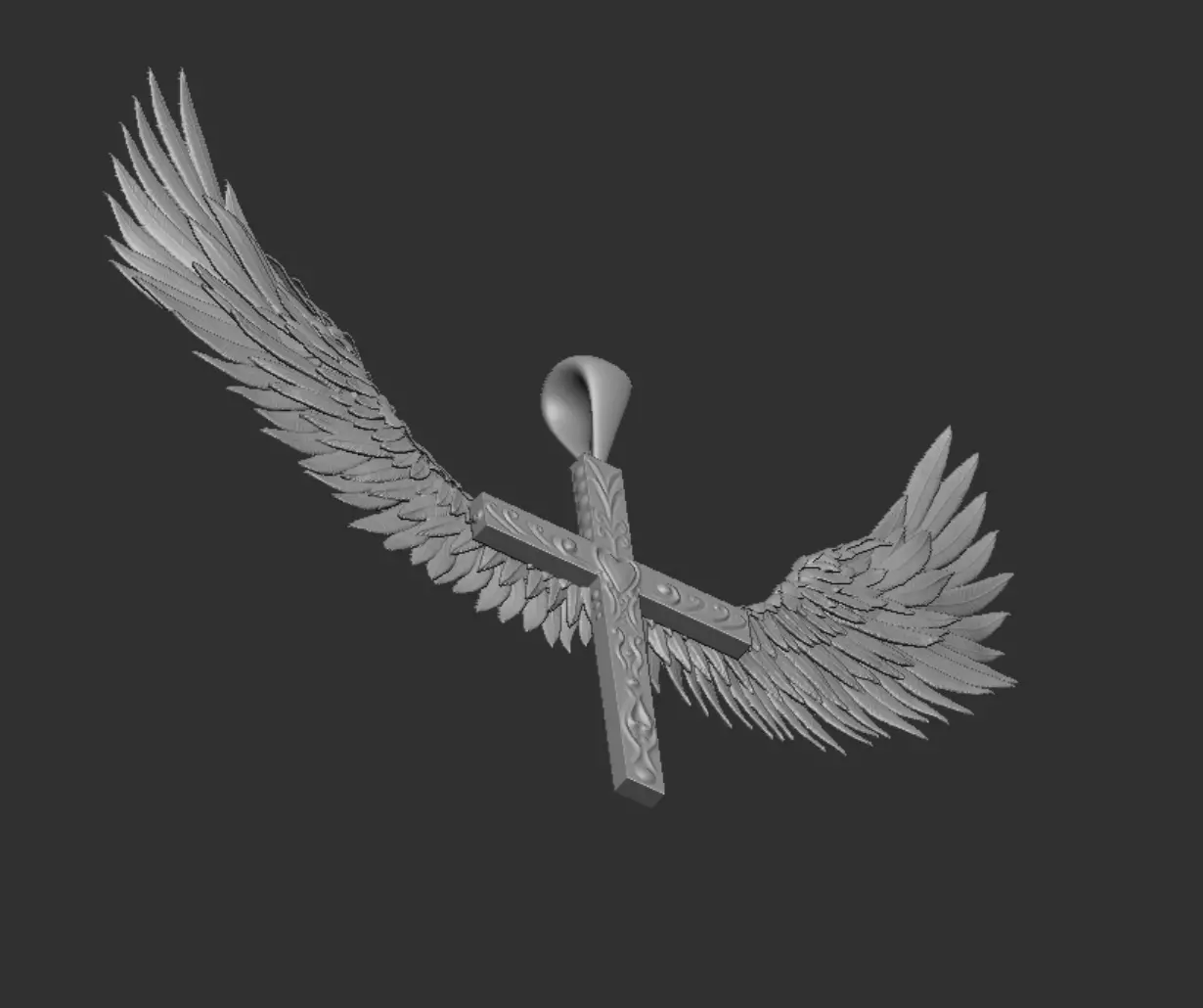 Jesus cross with wings pendant 3d printable  3D model_6