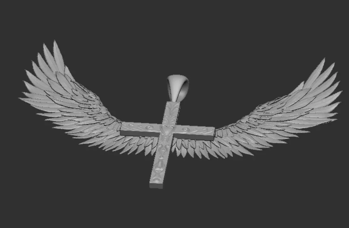 Jesus cross with wings pendant 3d printable  3D model_11
