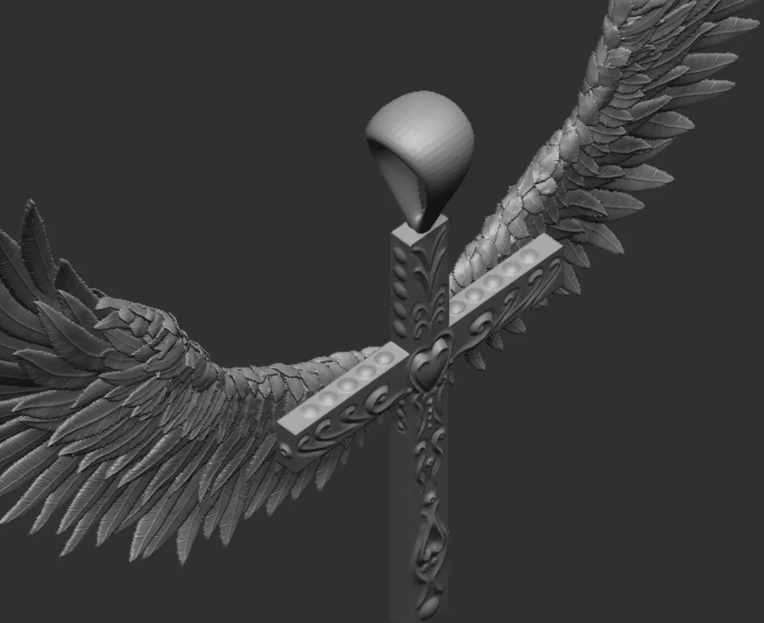 Jesus cross with wings pendant 3d printable  3D model_8